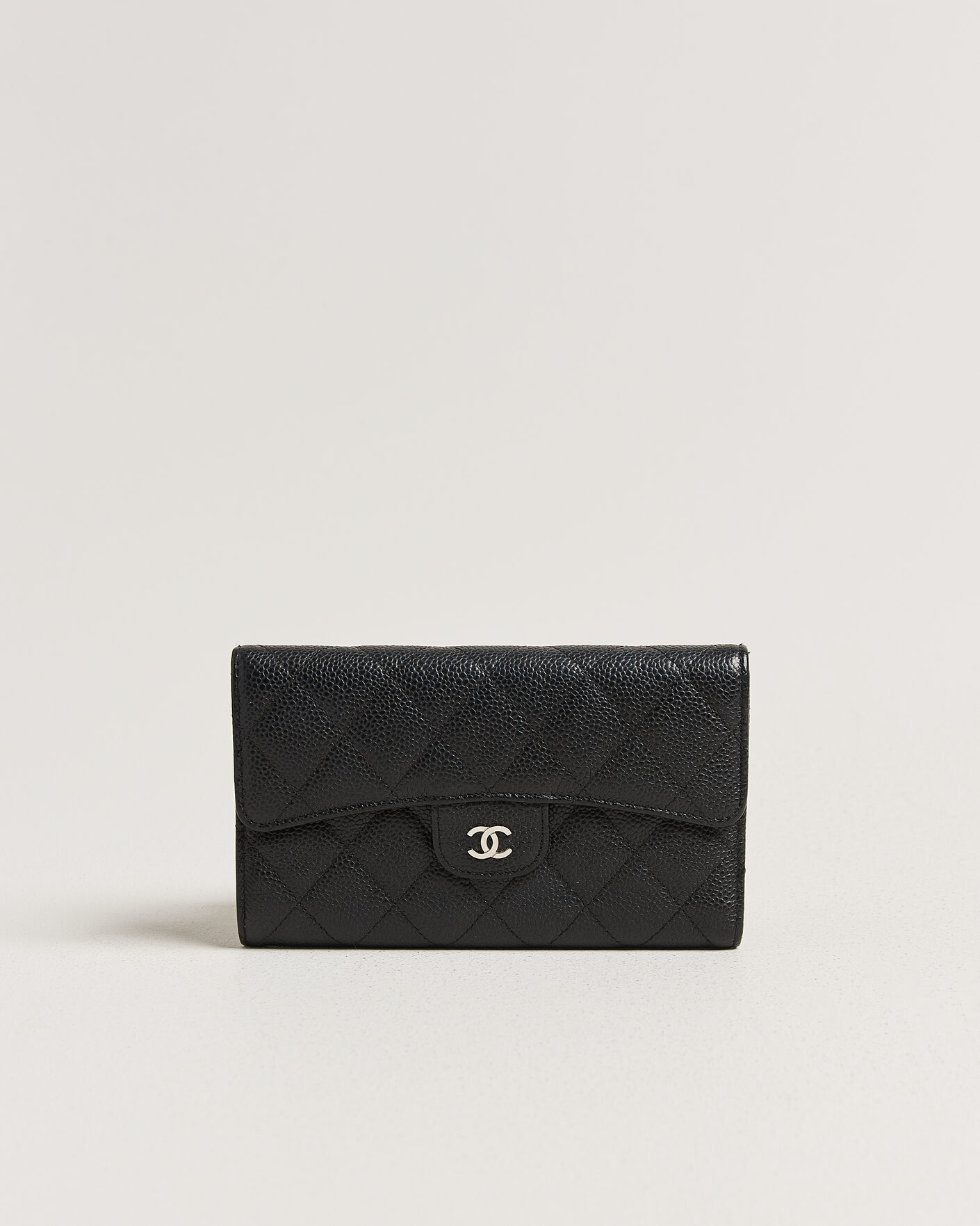 Hombres | Pre-Owned & Vintage Bags | Chanel Pre-Owned | Classic Trifold Flap Wallet Caviar Leather Black