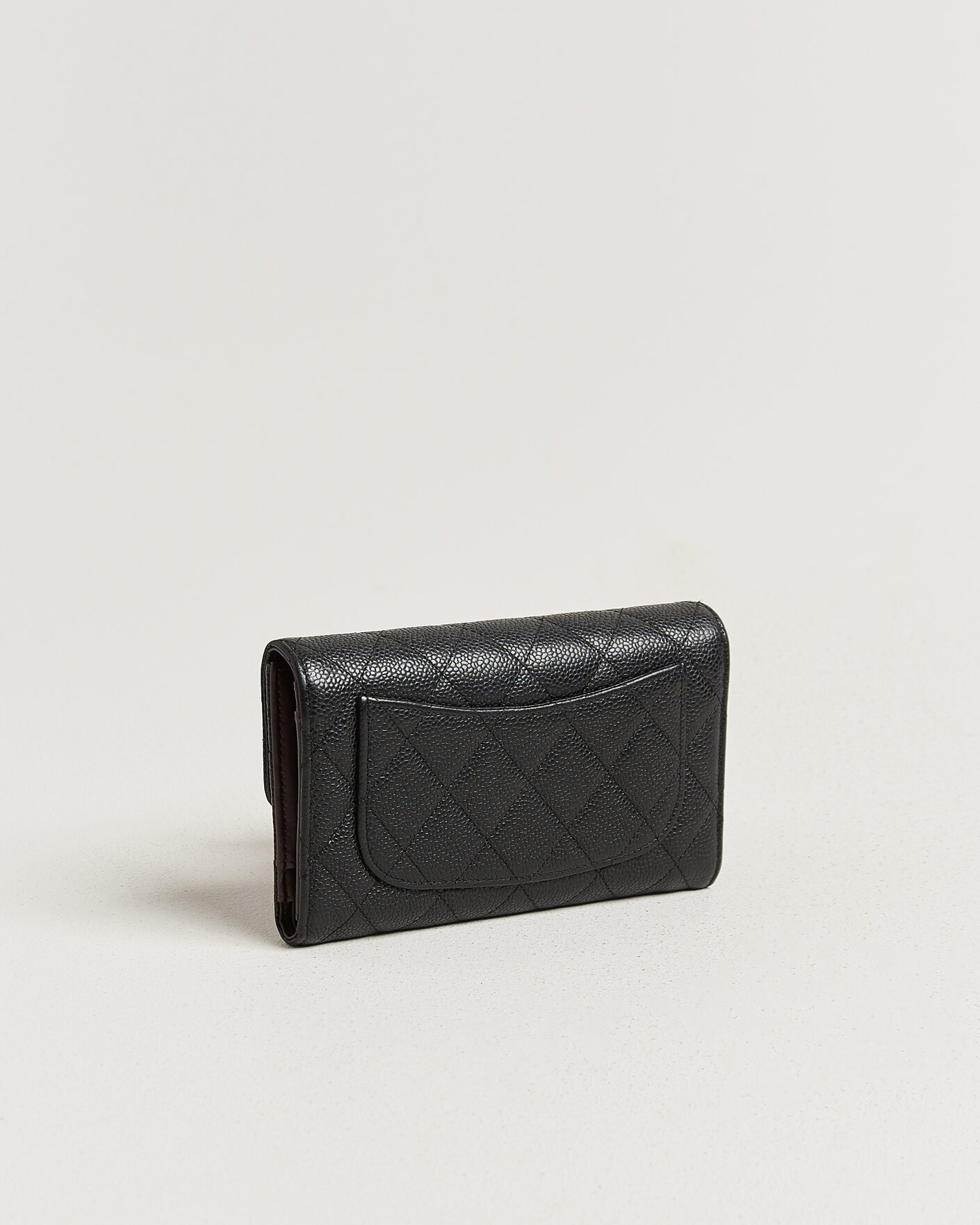 Hombres | Pre-Owned & Vintage Bags | Chanel Pre-Owned | Classic Trifold Flap Wallet Caviar Leather Black