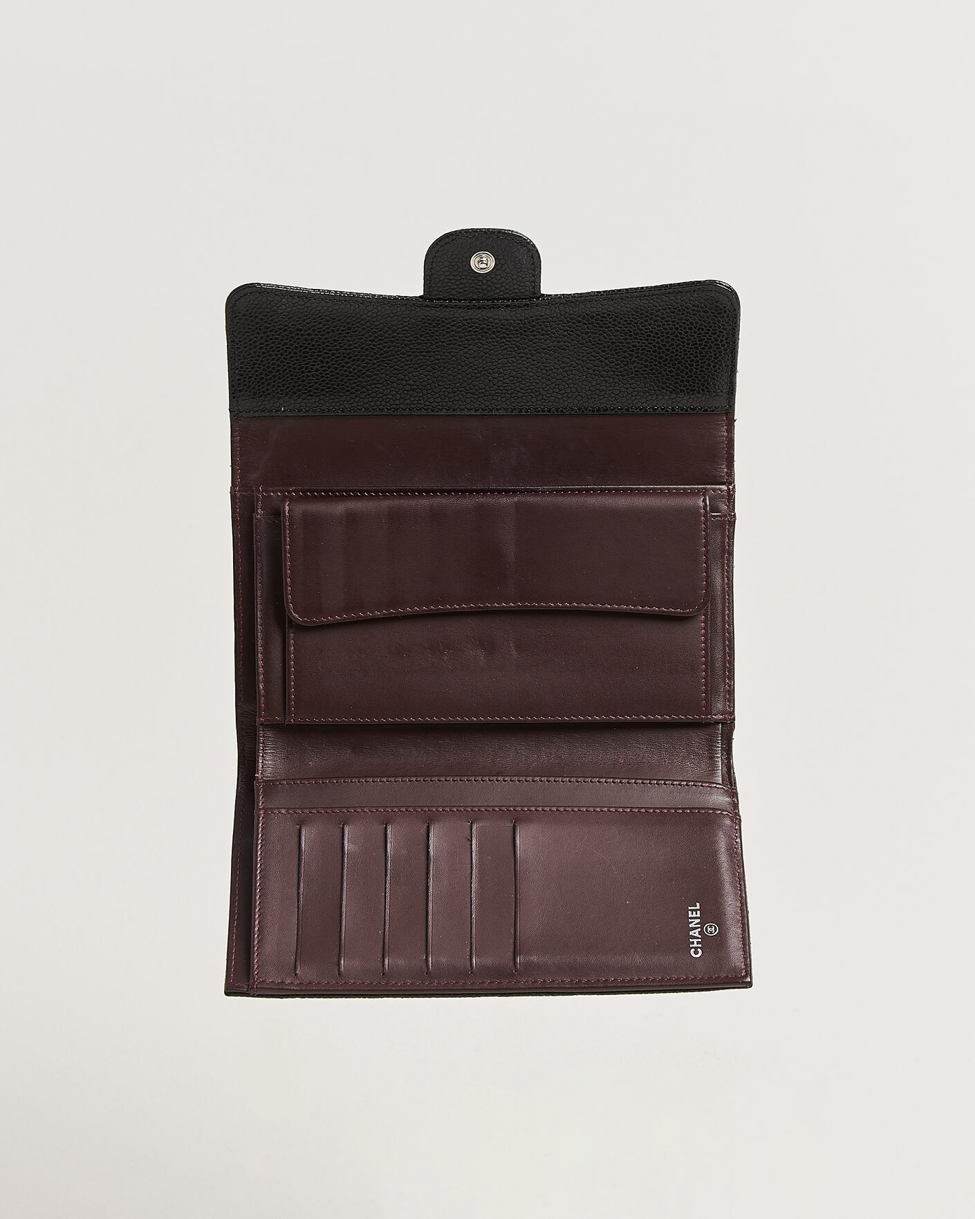 Hombres | Pre-Owned & Vintage Bags | Chanel Pre-Owned | Classic Trifold Flap Wallet Caviar Leather Black