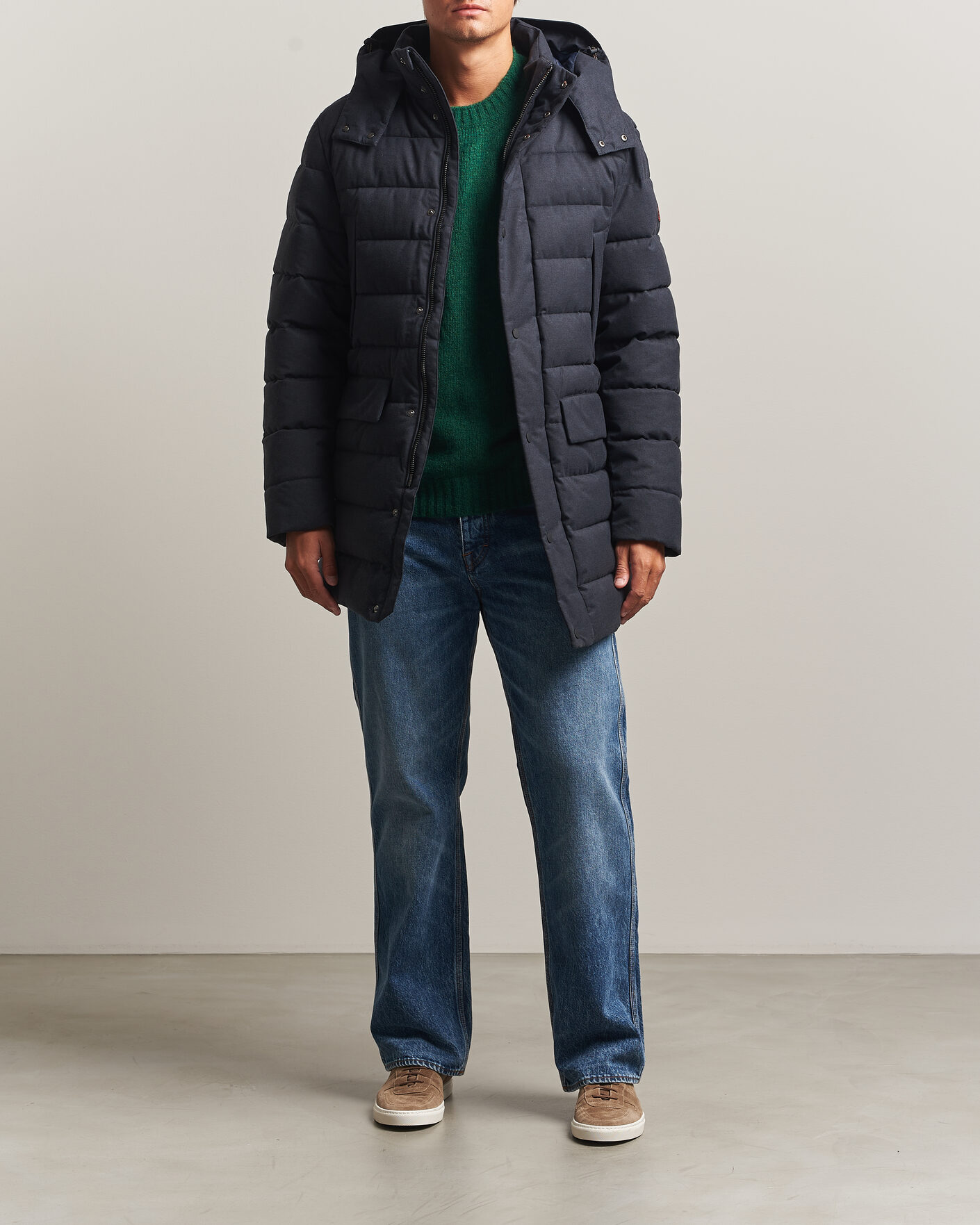 Hombres | Abrigos y chaquetas | Save The Duck | Byrne Padded Flannel Coat Navy Blue Melange