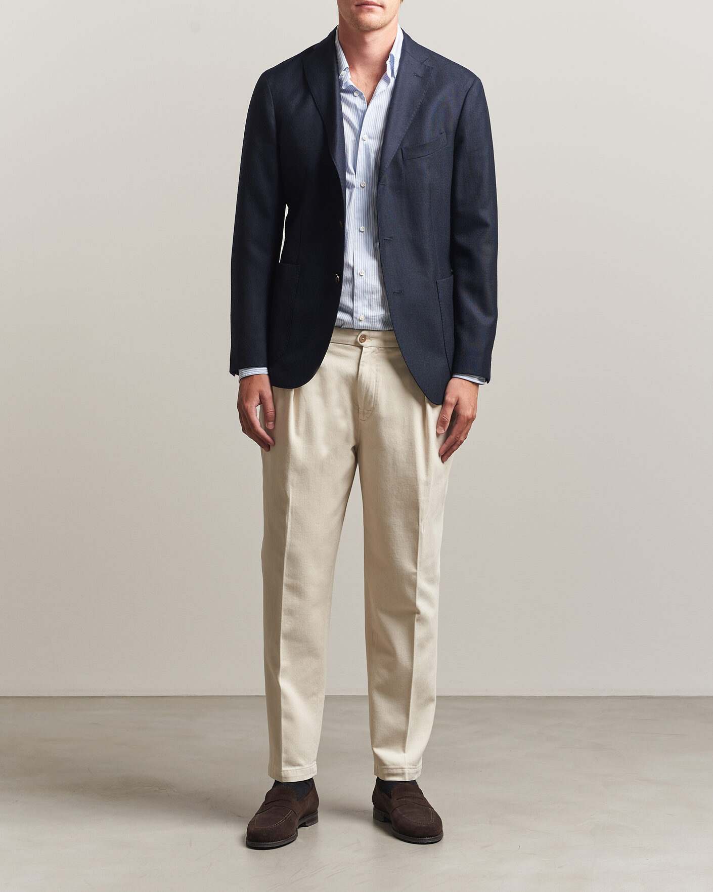 Hombres | Pantalones | Briglia 1949 | Portobello Loose Fit Cotton Trousers Ecru