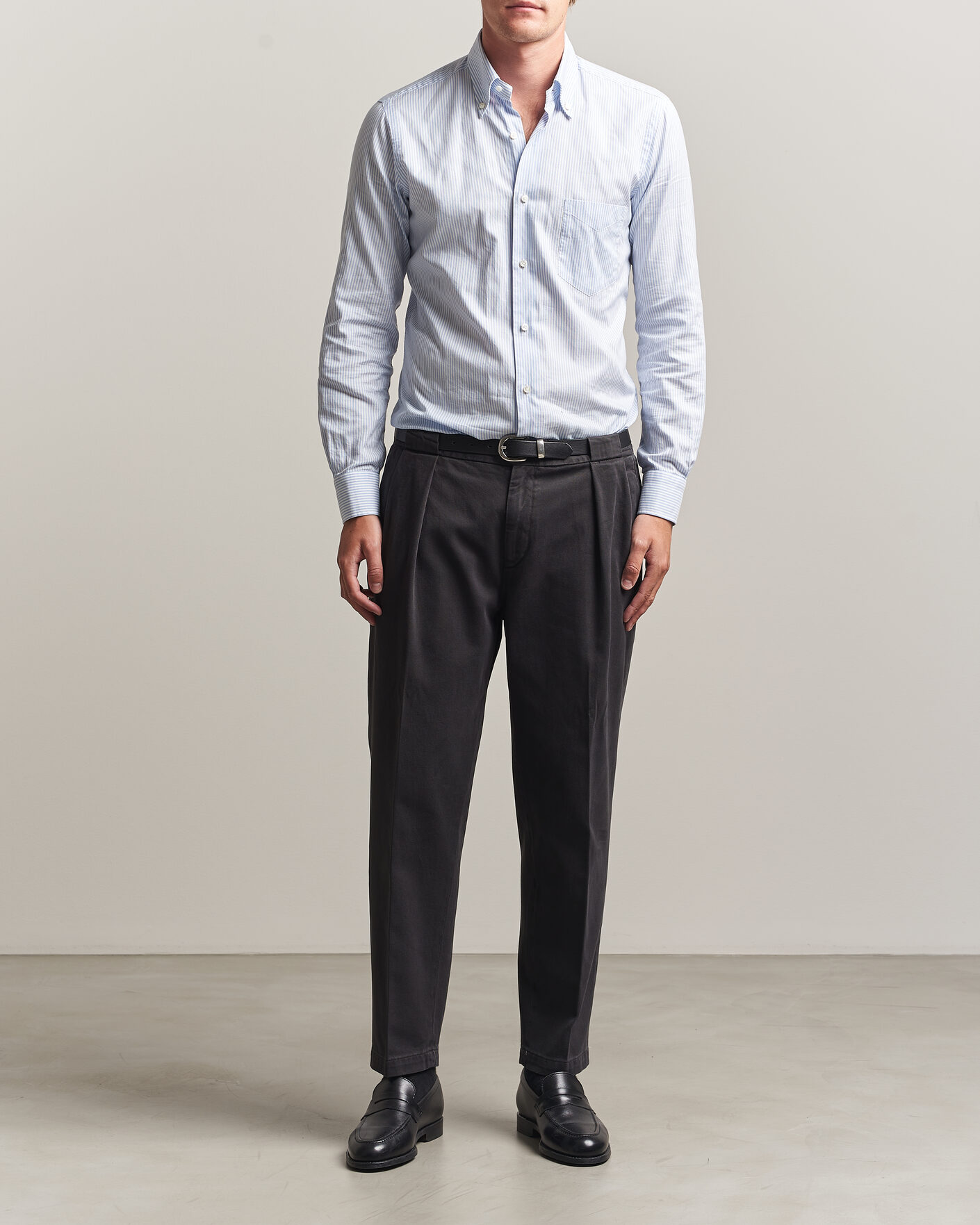Hombres | Pantalones | Briglia 1949 | Portobello Loose Fit Cotton Trousers Dark Grey