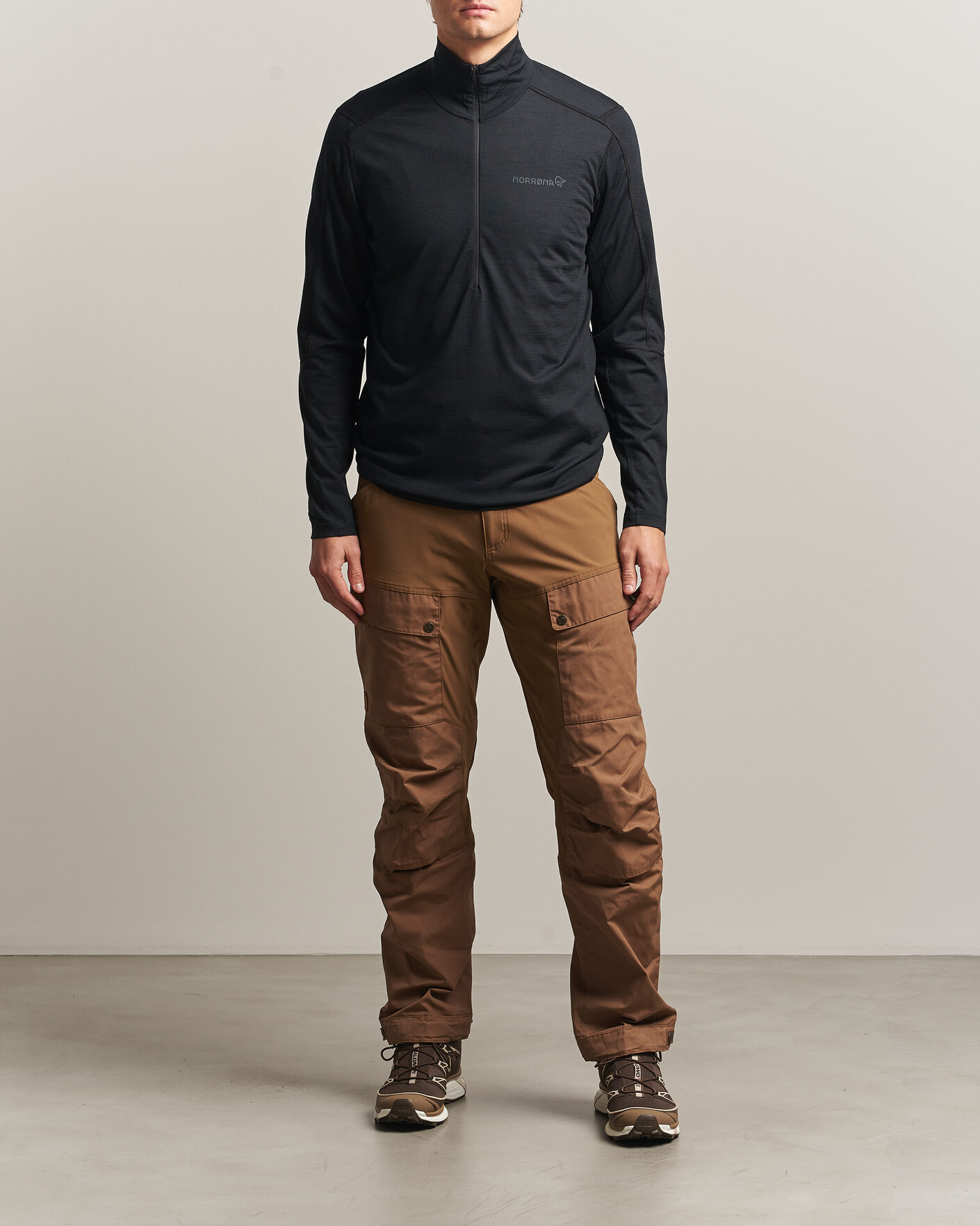 Hombres | Jerséis y prendas de punto | Norrøna | Falketind Equalizer Wool Zip Neck Caviar Black