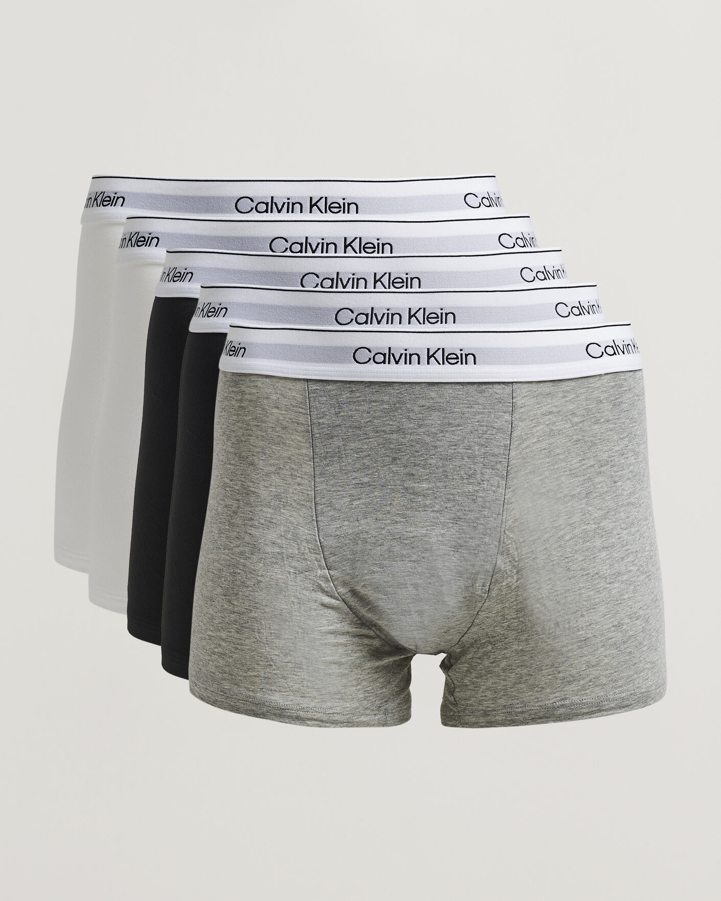 Hombres | Ropa interior y calcetines | Calvin Klein | 5-Pack Icon Cotton Stretch Relaxed Trunk White/Black/Grey