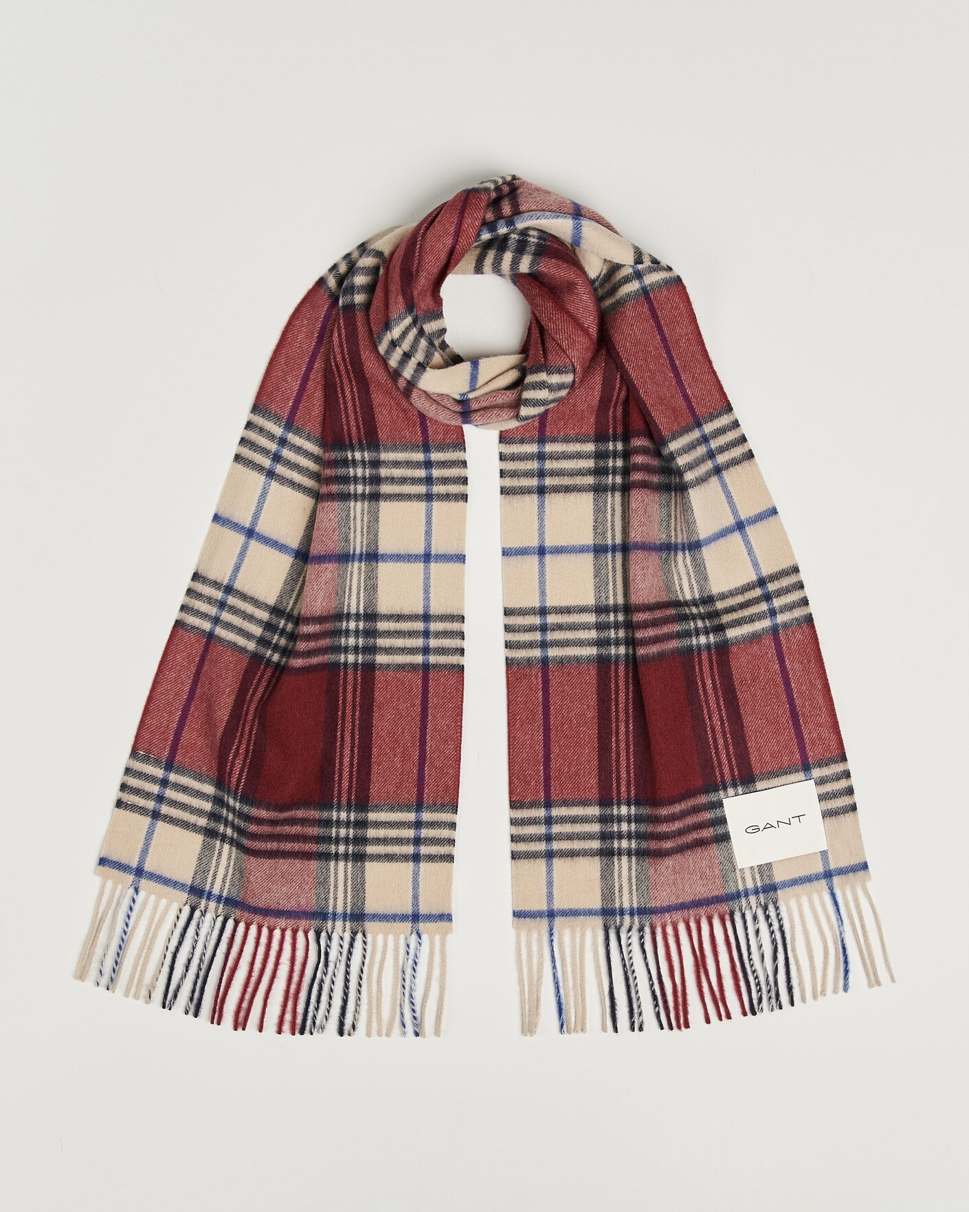 Hombres | Bufandas | Gant | Checked Wool Scarf Plumped Red