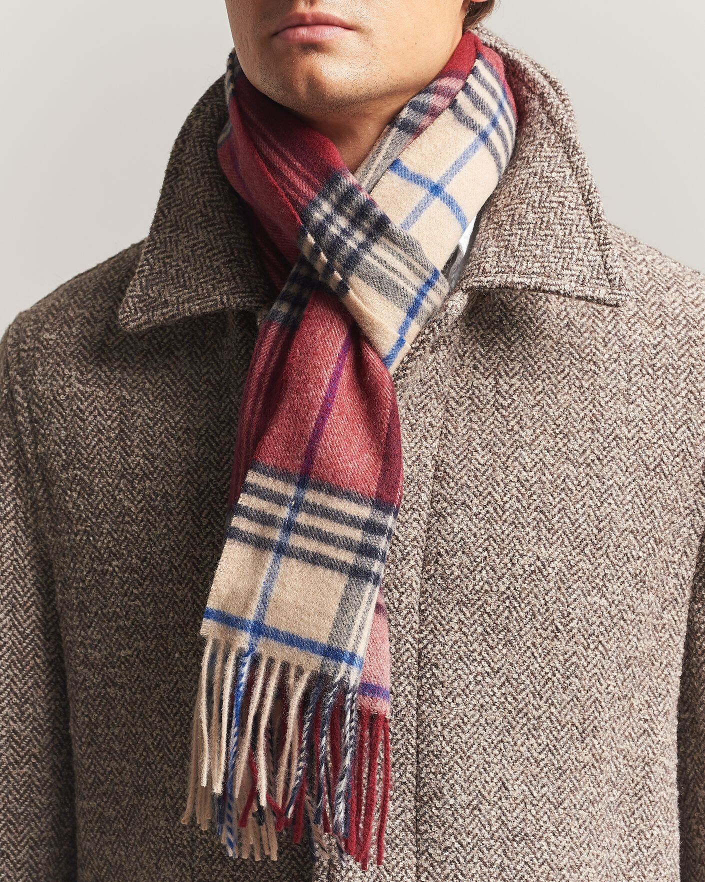 Hombres | Bufandas | Gant | Checked Wool Scarf Plumped Red