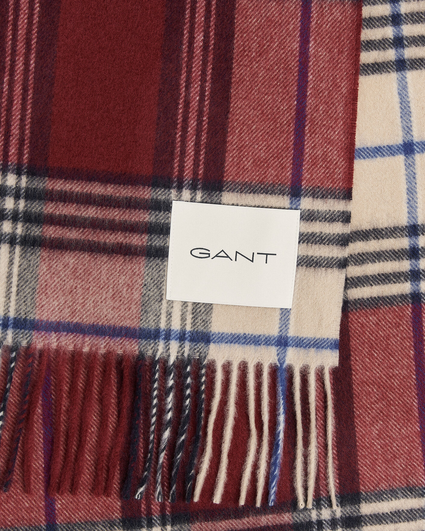 Hombres | Bufandas | Gant | Checked Wool Scarf Plumped Red