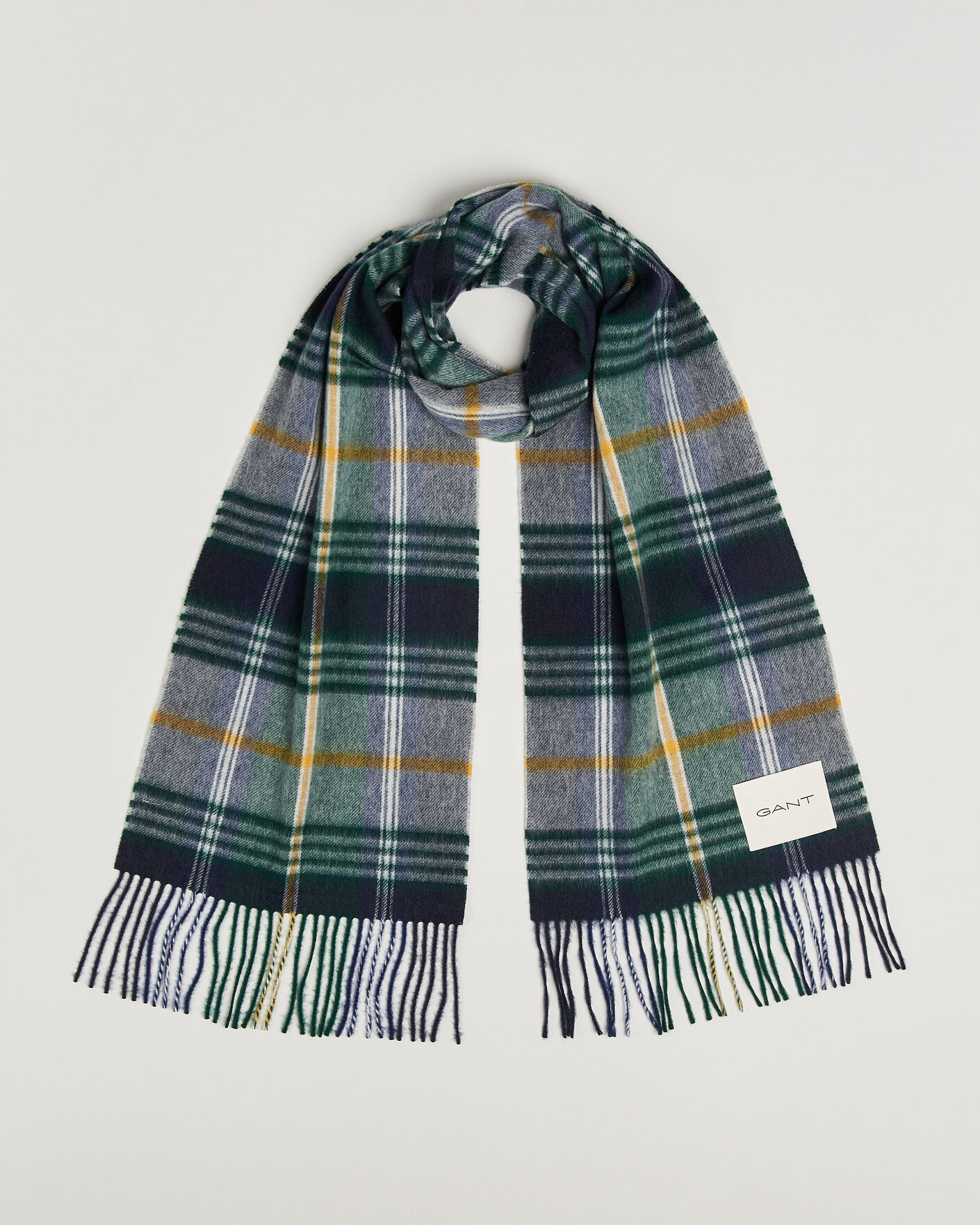Hombres | Bufandas | Gant | Checked Wool Scarf Marine