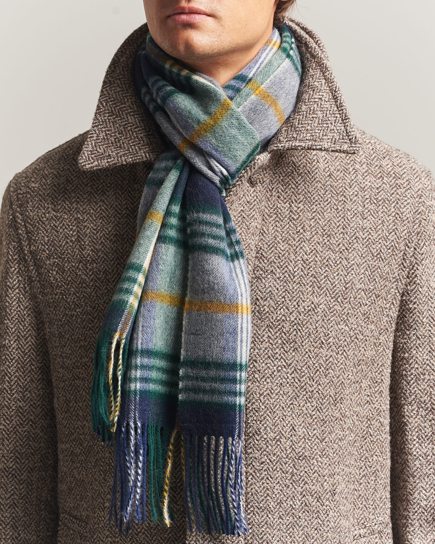Hombres | Bufandas | Gant | Checked Wool Scarf Marine