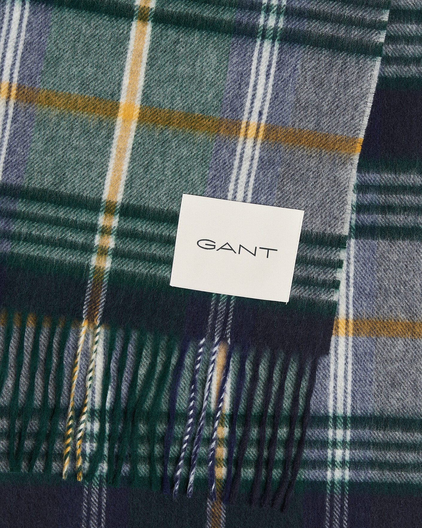 Hombres | Bufandas | Gant | Checked Wool Scarf Marine
