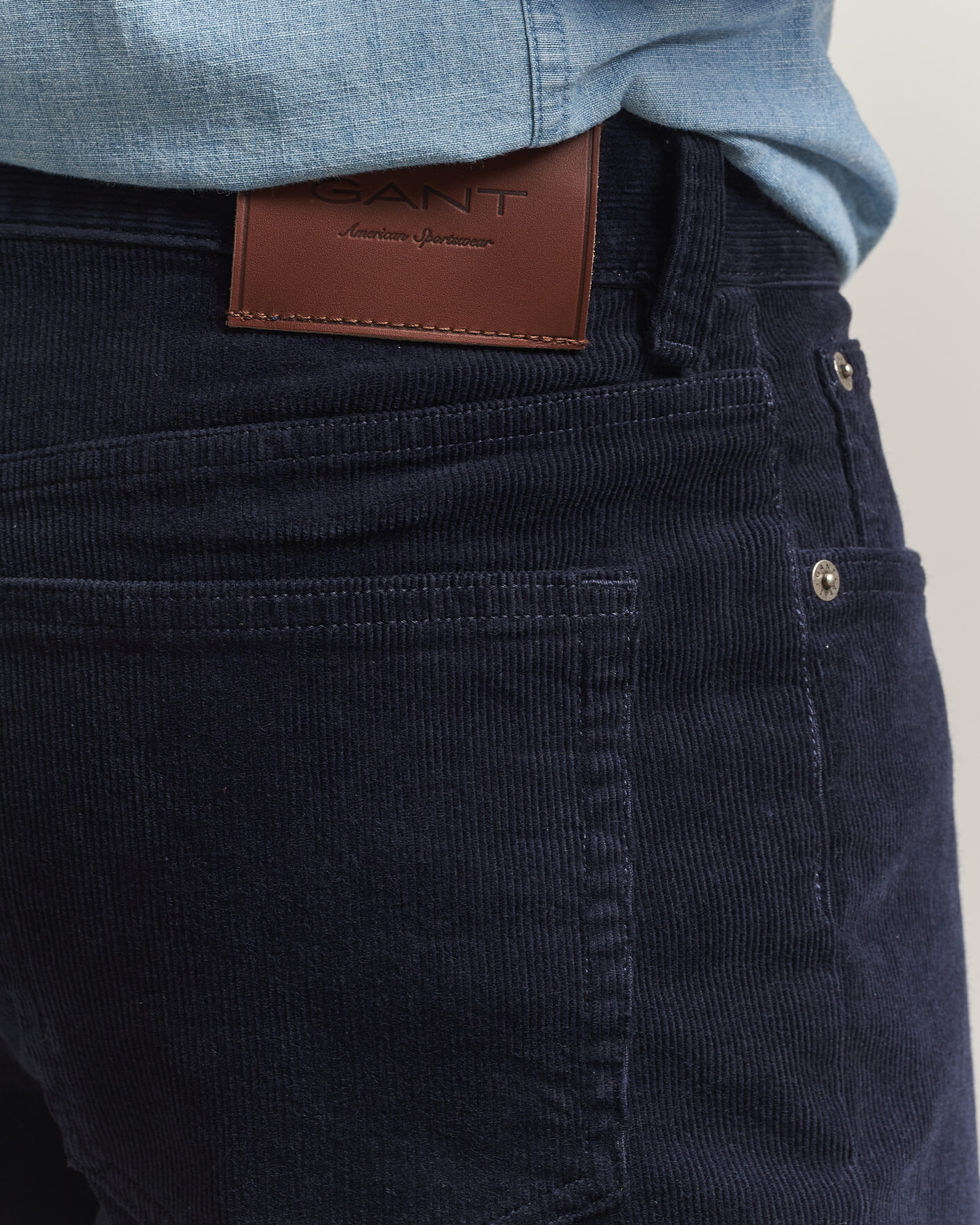Hombres | Pantalones | Gant | Regular Fit Corduroy 5-Pocket Pants Evening Blue