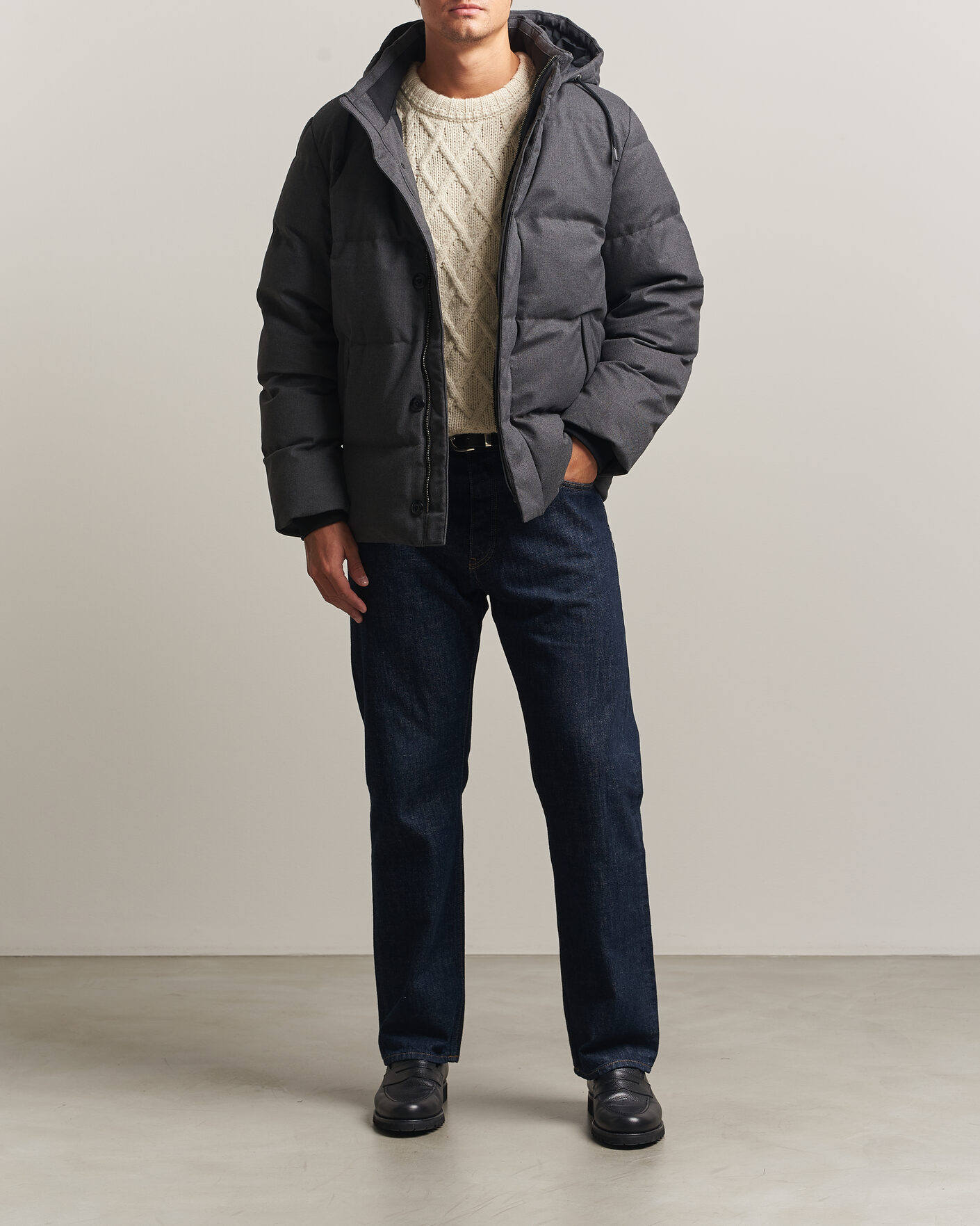 Hombres | Abrigos y chaquetas | Gant | Flannel Down Hooded Jacket Black Grey