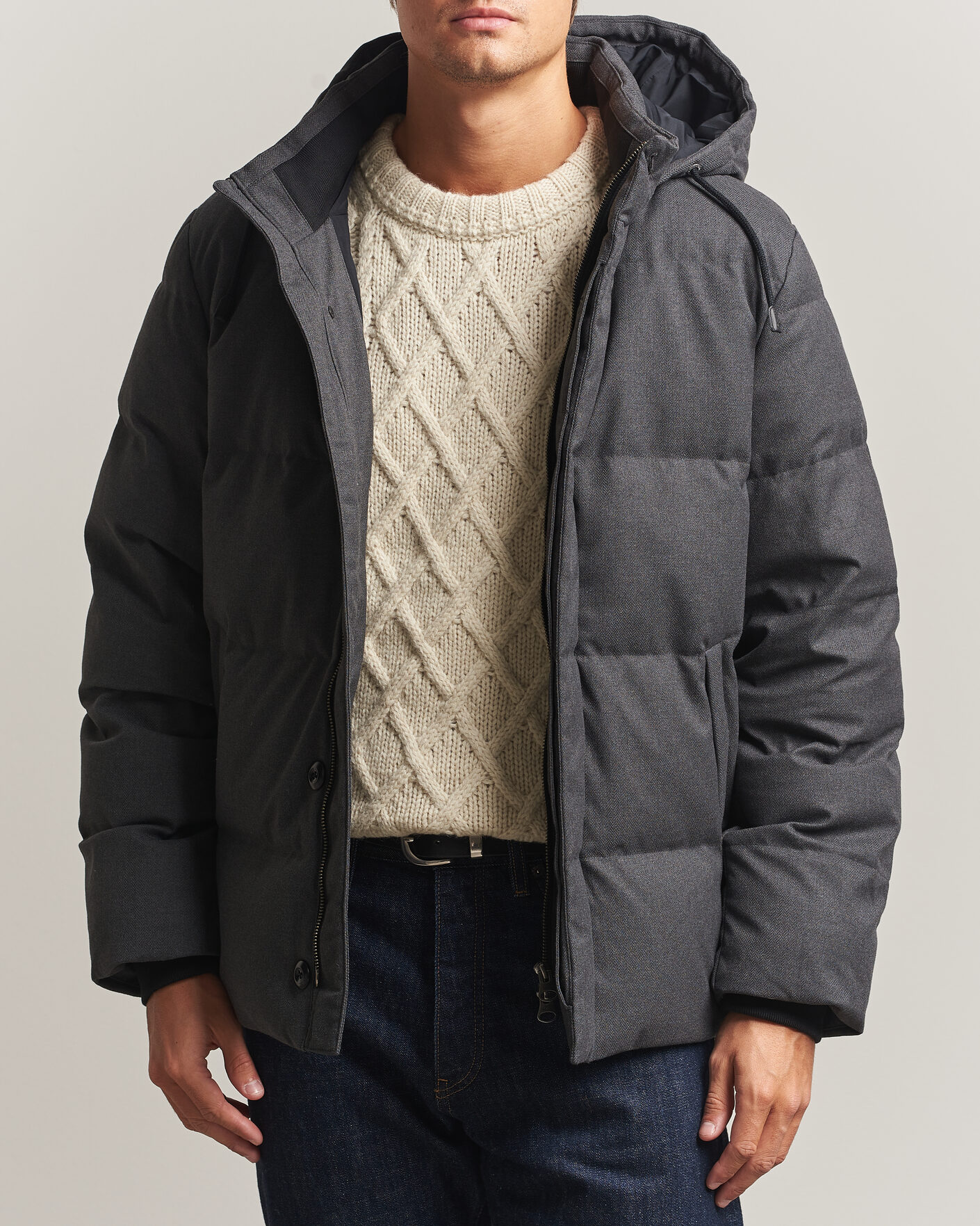 Hombres | Abrigos y chaquetas | Gant | Flannel Down Hooded Jacket Black Grey