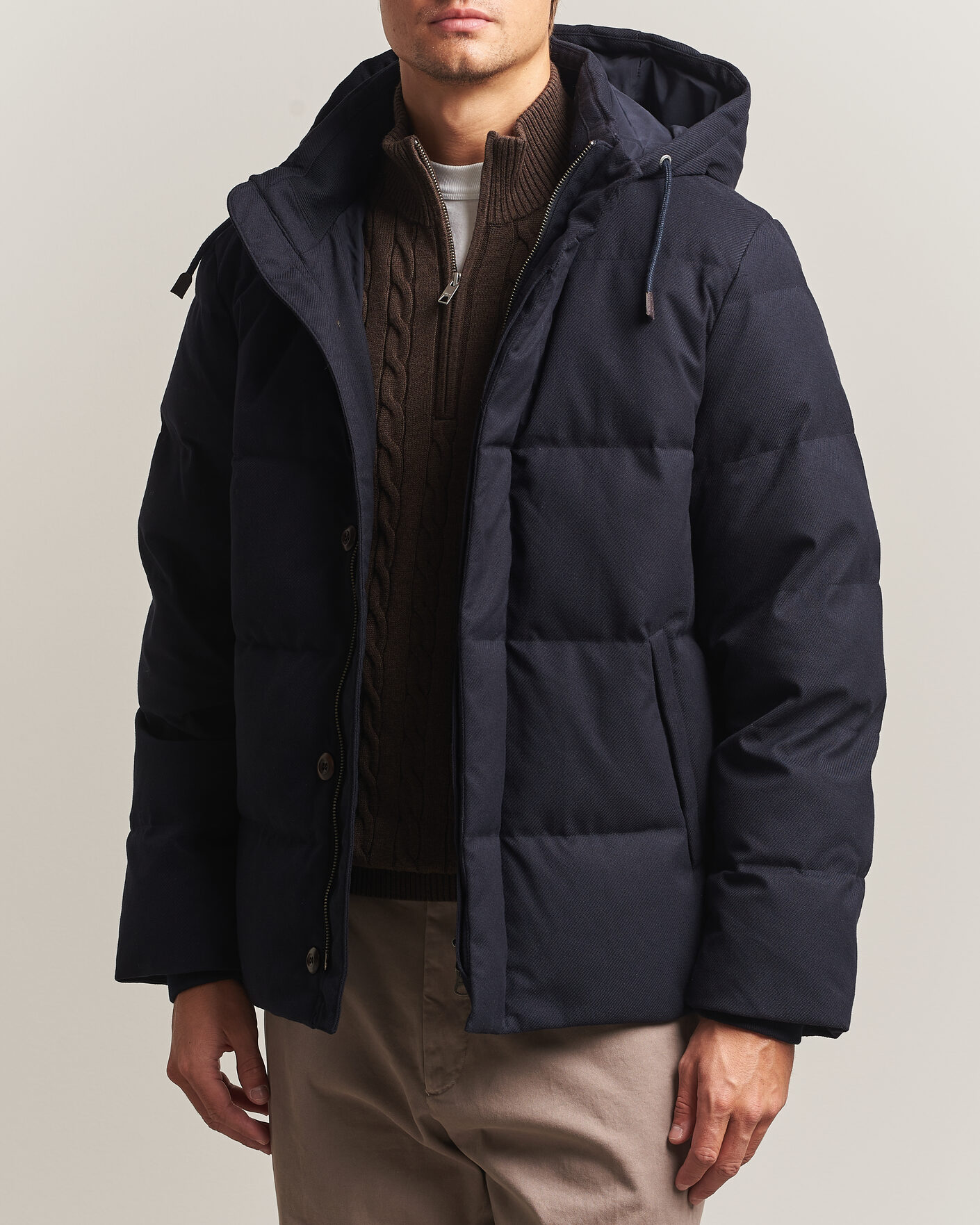Hombres | Abrigos y chaquetas | Gant | Flannel Down Hooded Jacket Evening Blue