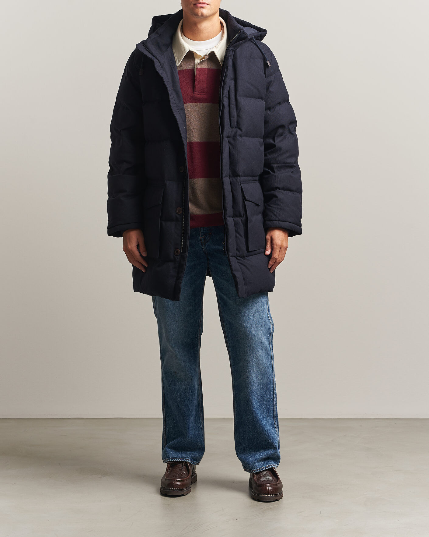 Hombres | Abrigos y chaquetas | Gant | Flannel Down Hooded Parka Evening Blue