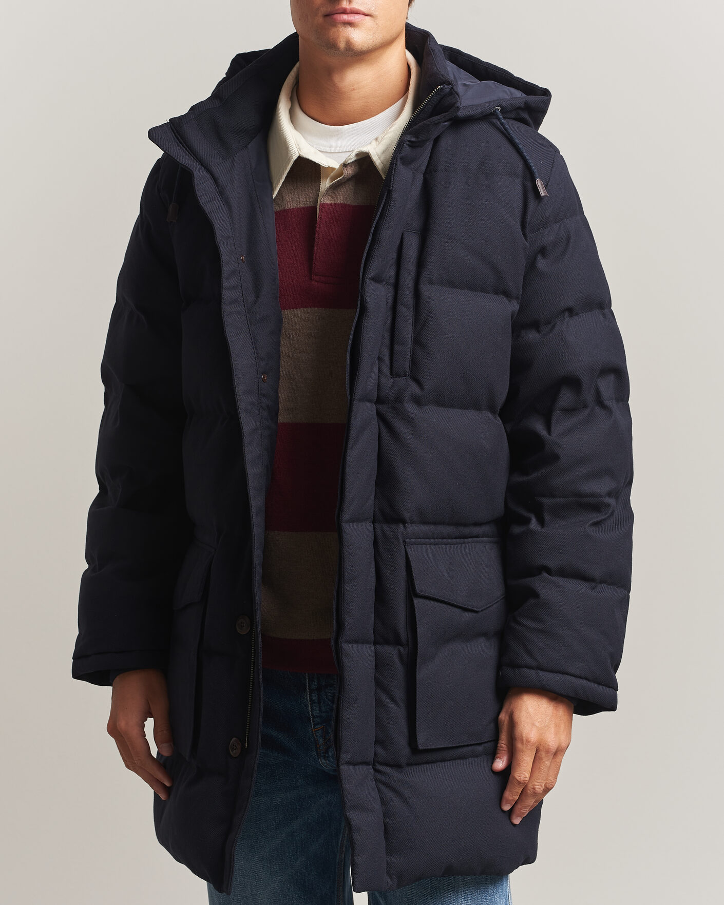 Hombres | Abrigos y chaquetas | Gant | Flannel Down Hooded Parka Evening Blue