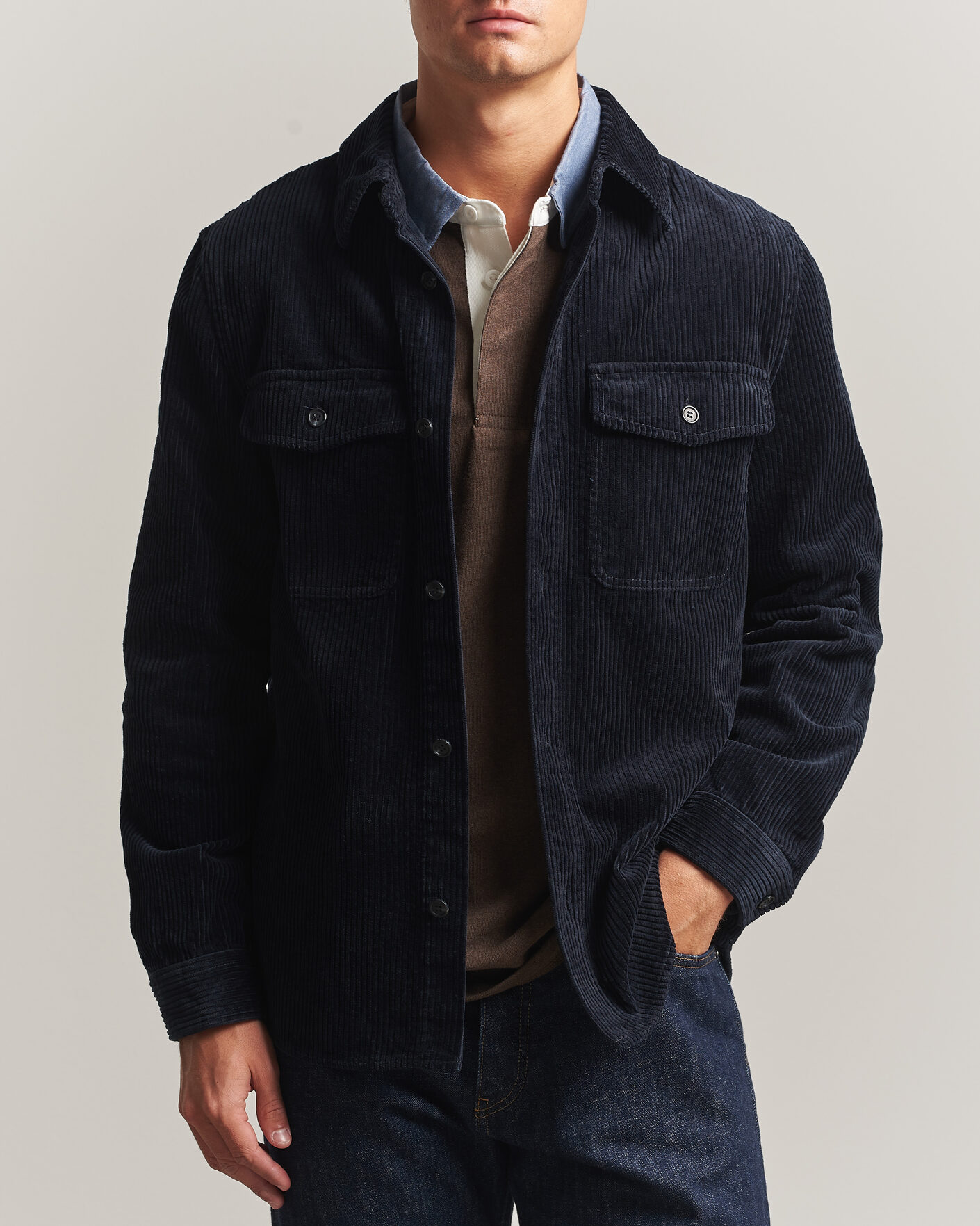 Hombres | Camisas | Gant | Regular Fit Corduroy Overshirt Evening Blue