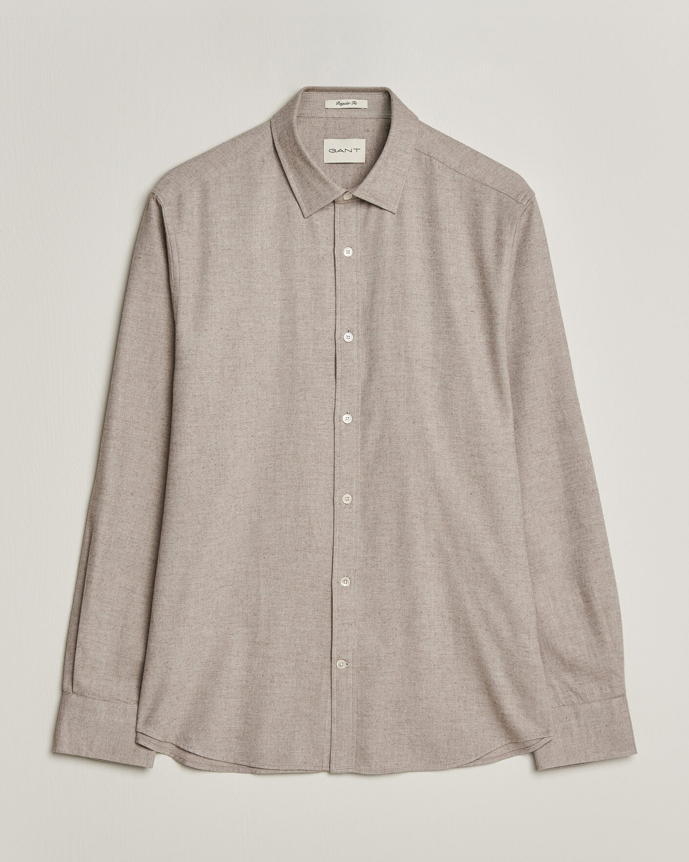 Hombres | Camisas | Gant | Regular Fit Flannel Shirt Light Brown Melange