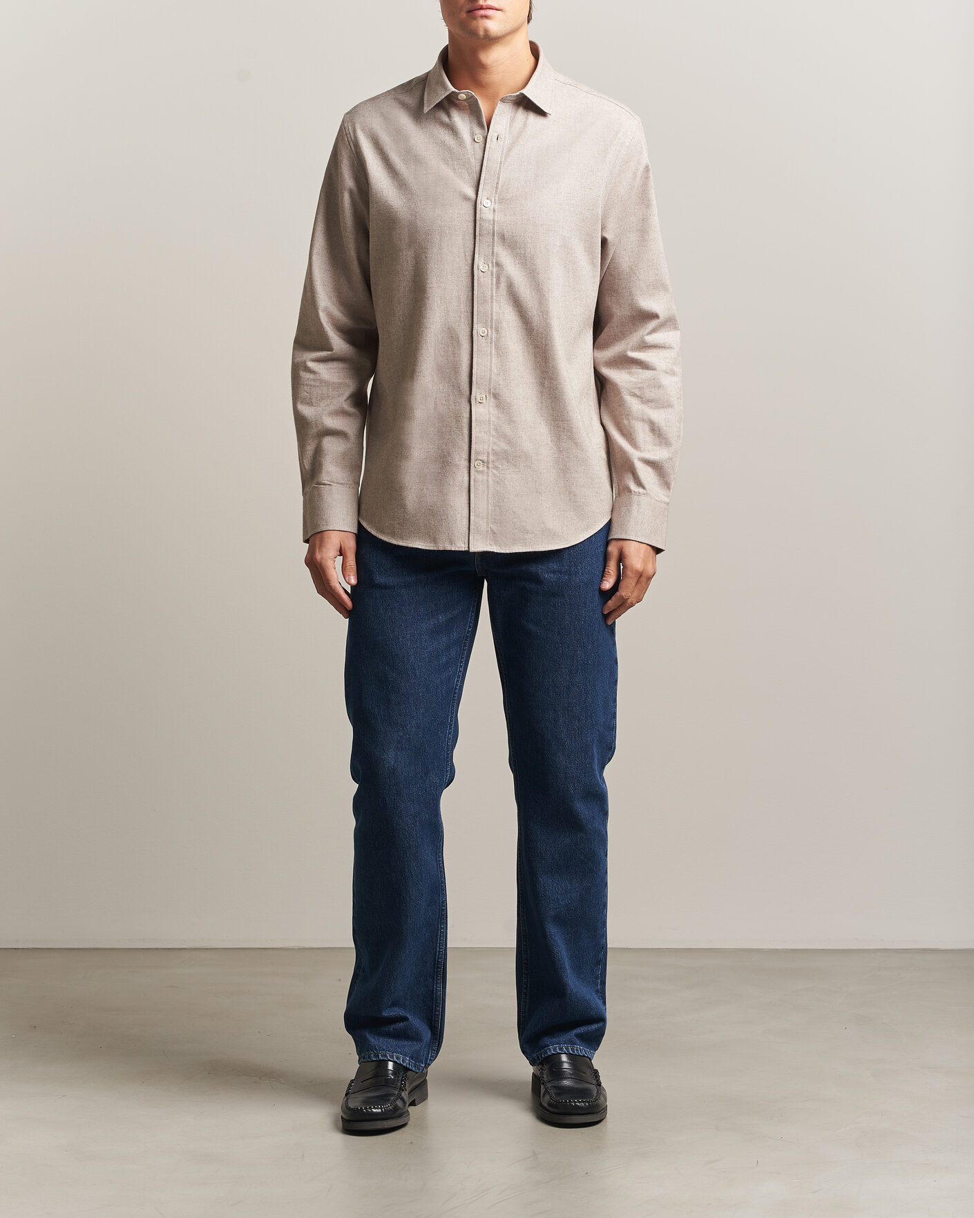 Hombres | Camisas | Gant | Regular Fit Flannel Shirt Light Brown Melange