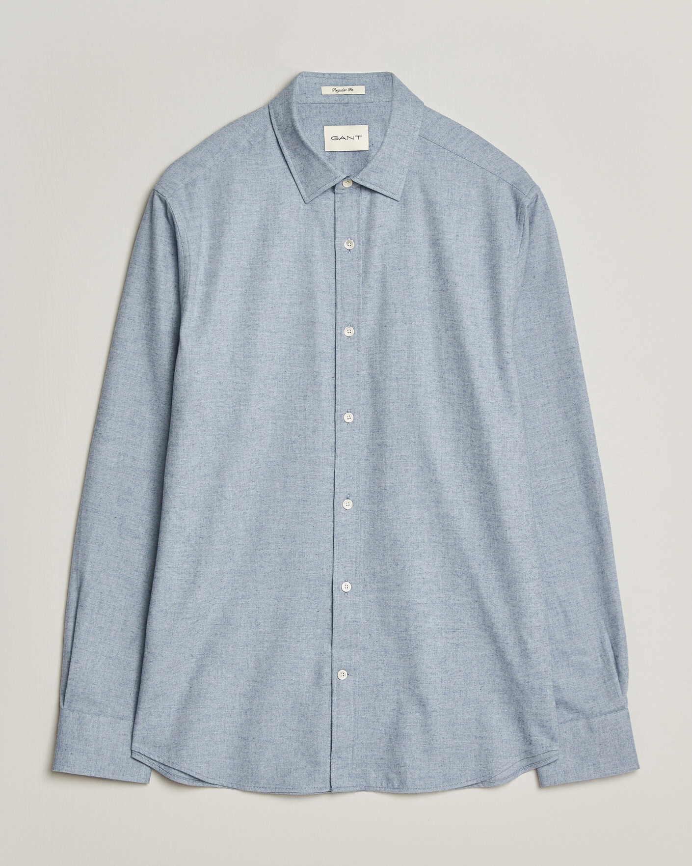 Hombres | Camisas | Gant | Regular Fit Flannel Shirt Light Blue Melange