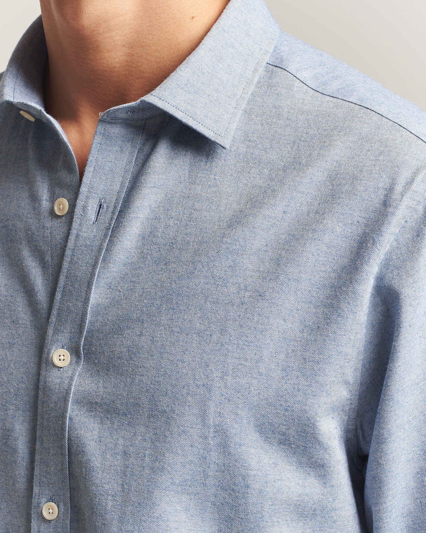 Hombres | Camisas | Gant | Regular Fit Flannel Shirt Light Blue Melange