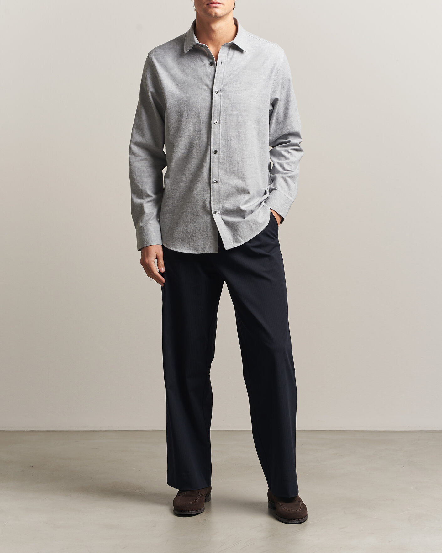 Hombres | Camisas | Gant | Regular Fit Flannel Shirt Grey Melange