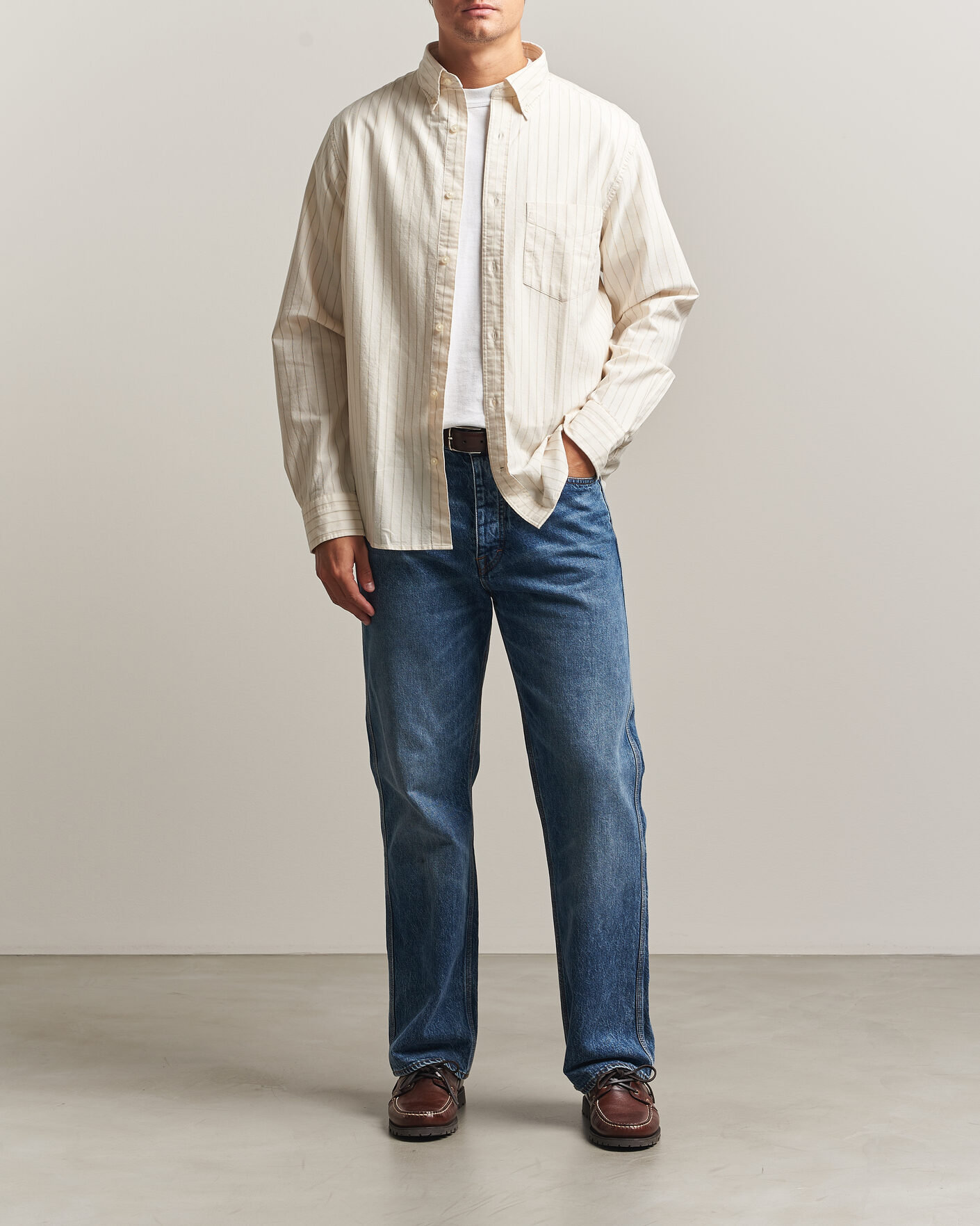 Hombres | Camisas | Gant | Regular Fit Archive Oxford Striped Shirt Cream