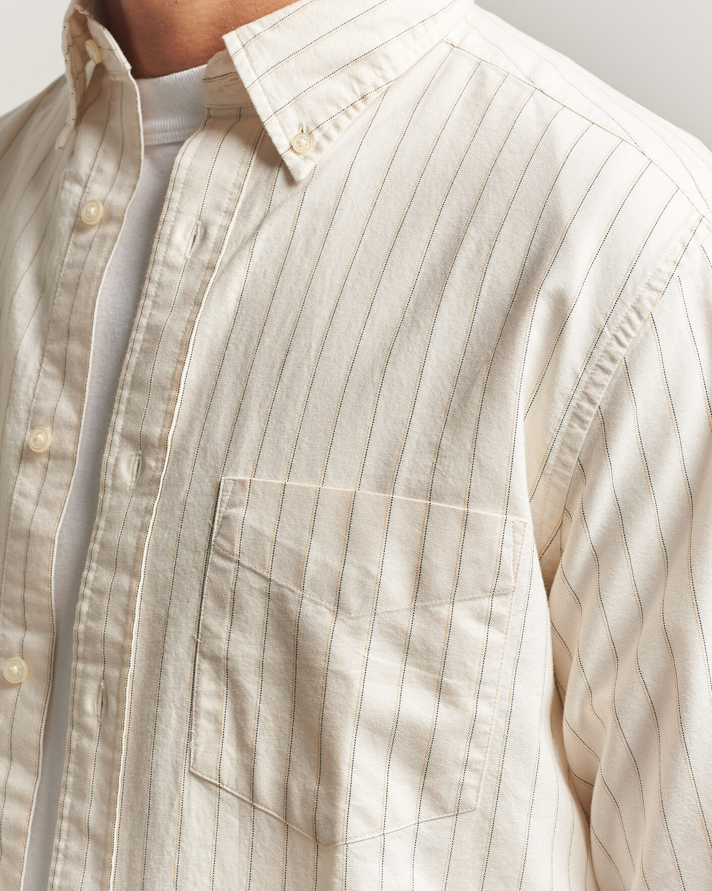 Hombres | Camisas | Gant | Regular Fit Archive Oxford Striped Shirt Cream