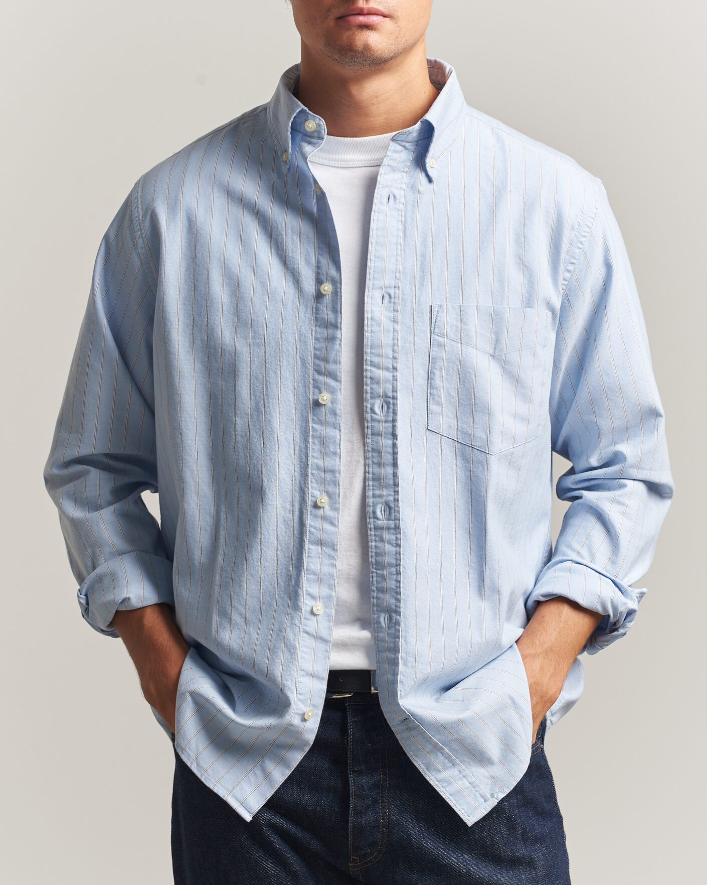 Hombres | Camisas | Gant | Regular Fit Archive Oxford Striped Shirt Clear Sky