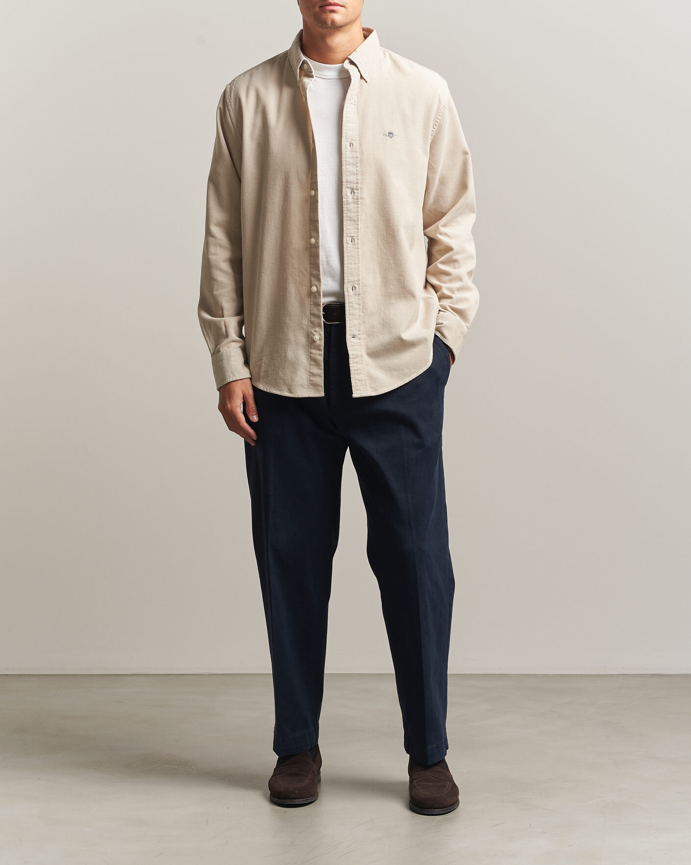 Hombres | Camisas | Gant | Regular Fit Corduroy Shirt Clay Beige