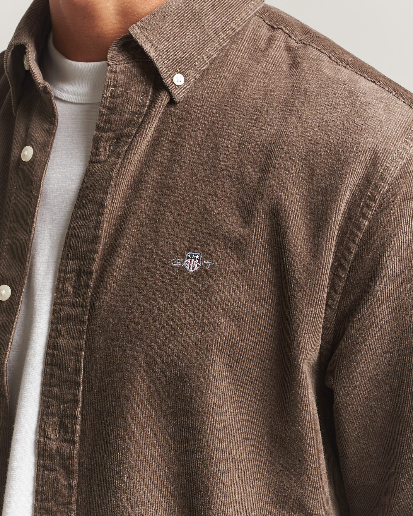 Hombres | Camisas | Gant | Regular Fit Corduroy Shirt Faded Taupe