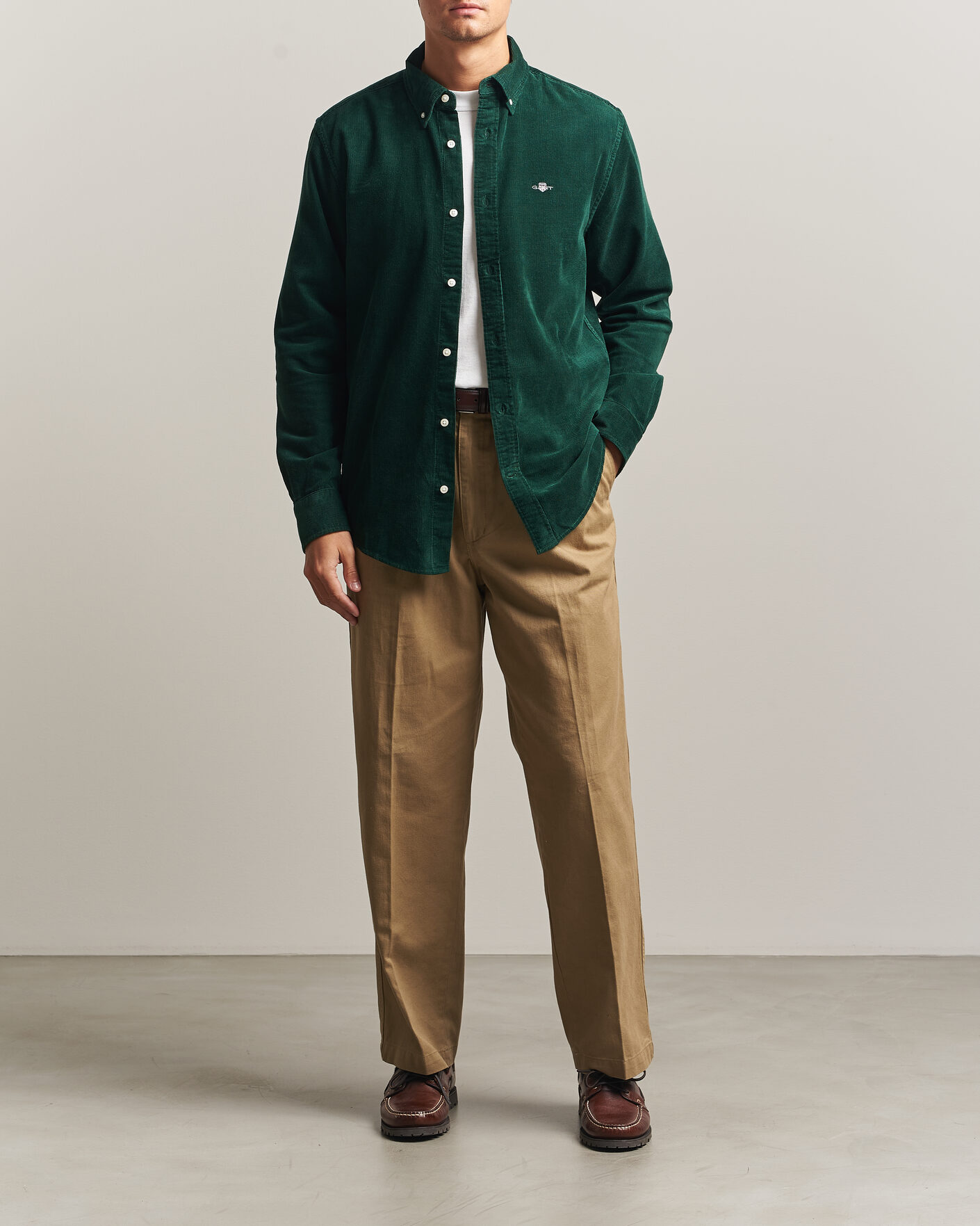 Hombres | Camisas | Gant | Regular Fit Corduroy Shirt Tartan Green