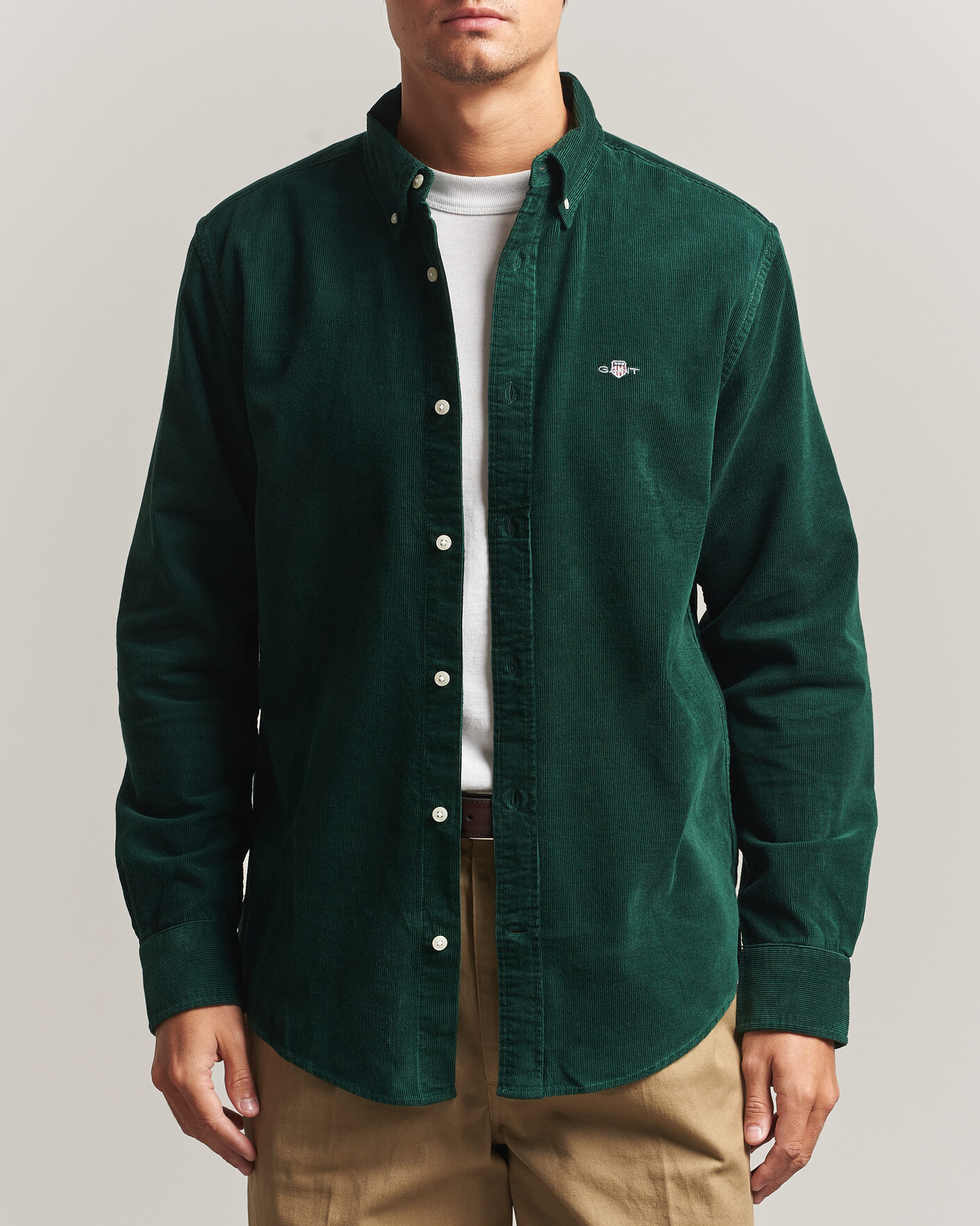 Hombres | Camisas | Gant | Regular Fit Corduroy Shirt Tartan Green