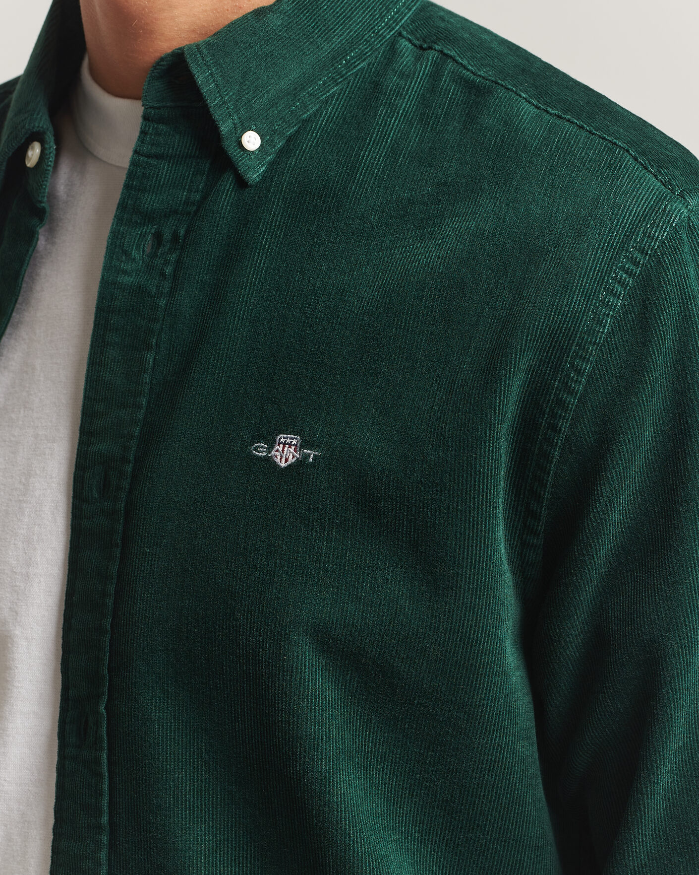 Hombres | Camisas | Gant | Regular Fit Corduroy Shirt Tartan Green