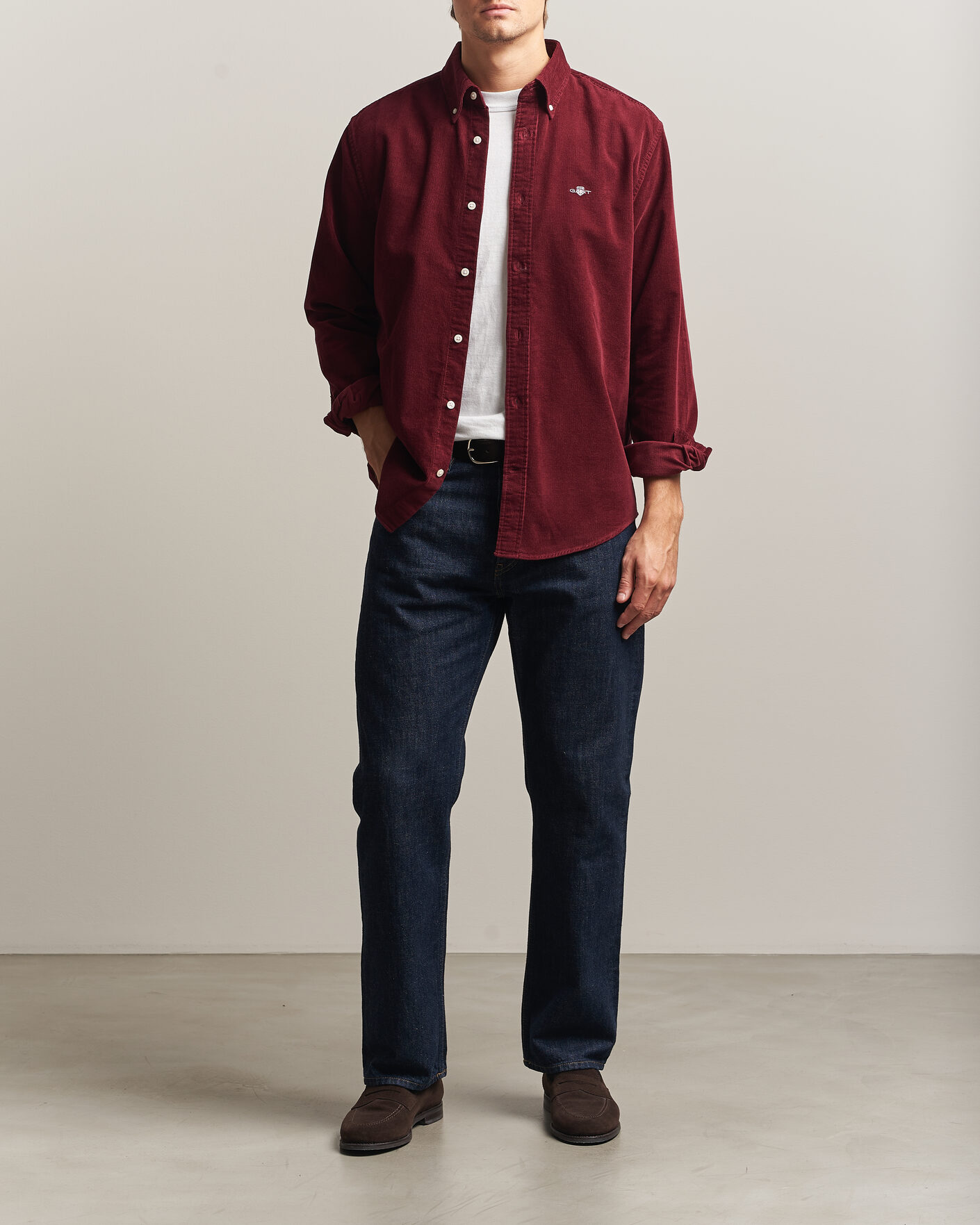 Hombres | Camisas | Gant | Regular Fit Corduroy Shirt Deep Grape Wine