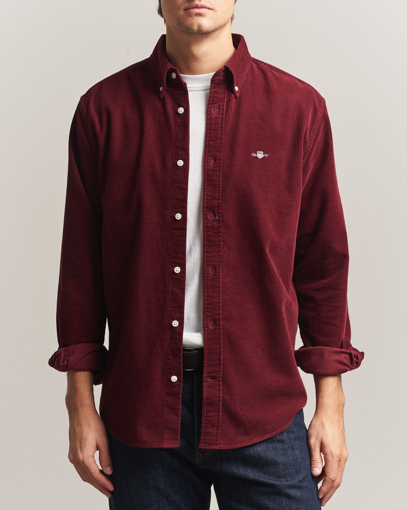 Hombres | Camisas | Gant | Regular Fit Corduroy Shirt Deep Grape Wine