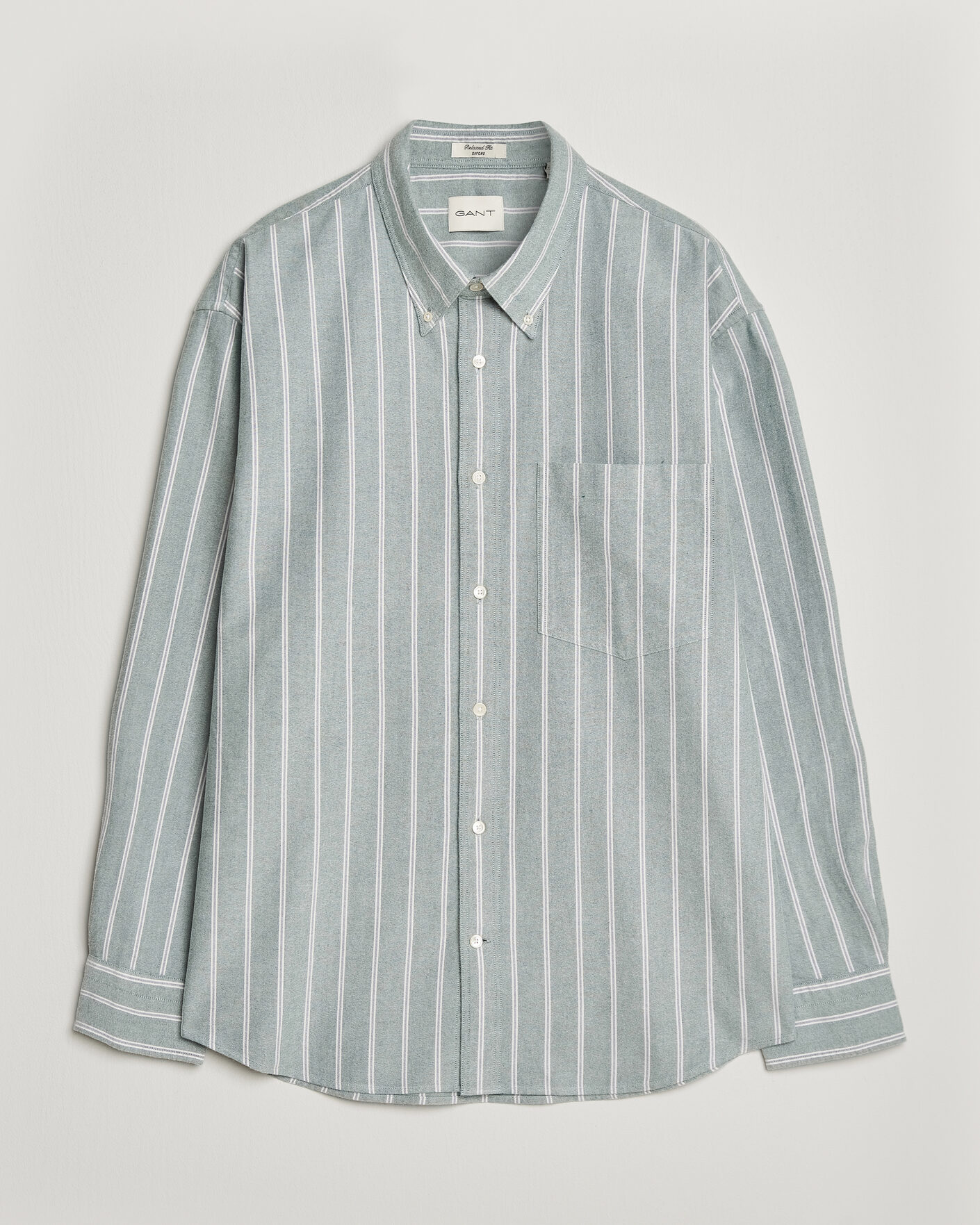 Hombres | Camisas | Gant | Relaxed Fit Brushed Oxford Striped Shirt Dark Emerald
