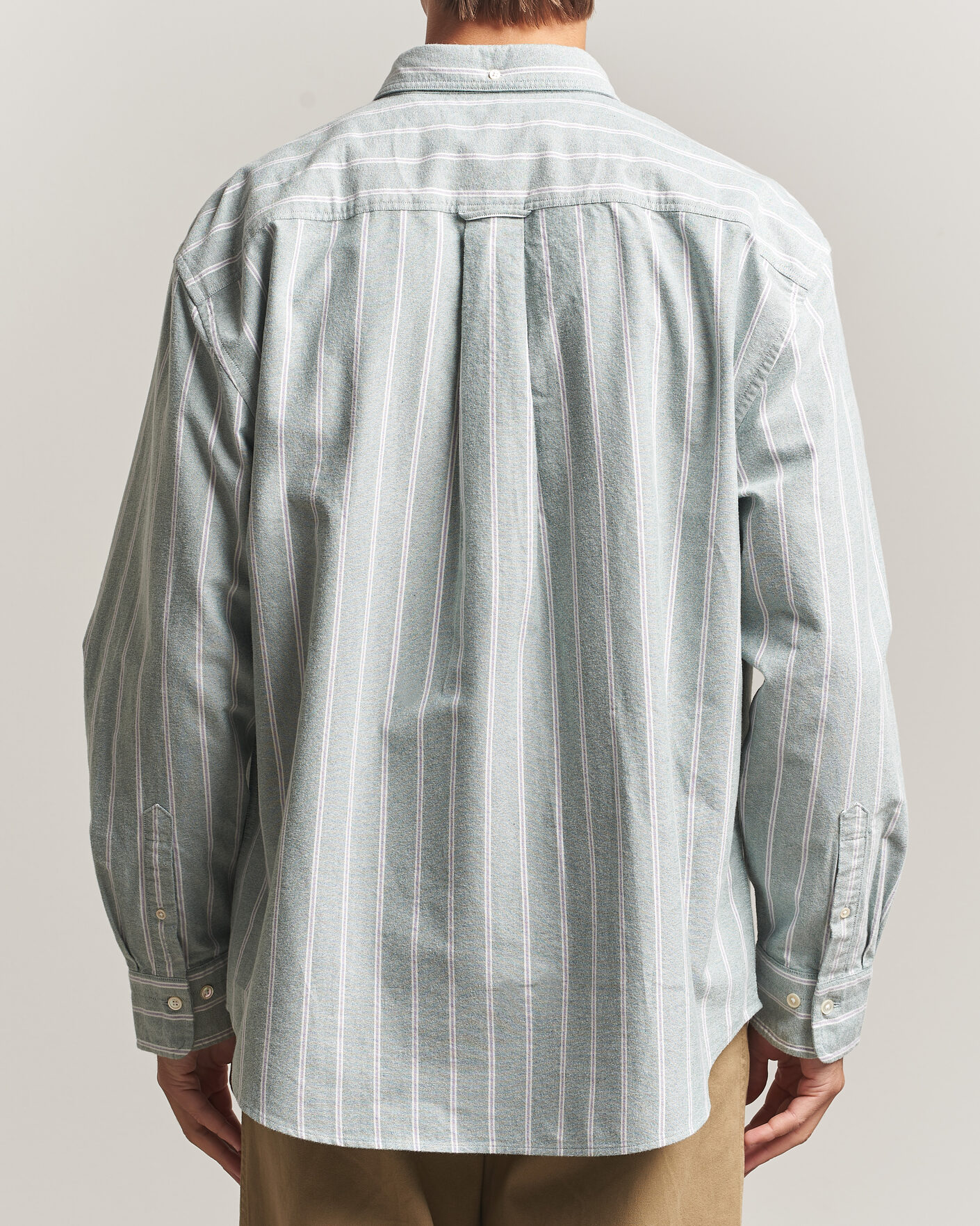 Hombres | Camisas | Gant | Relaxed Fit Brushed Oxford Striped Shirt Dark Emerald