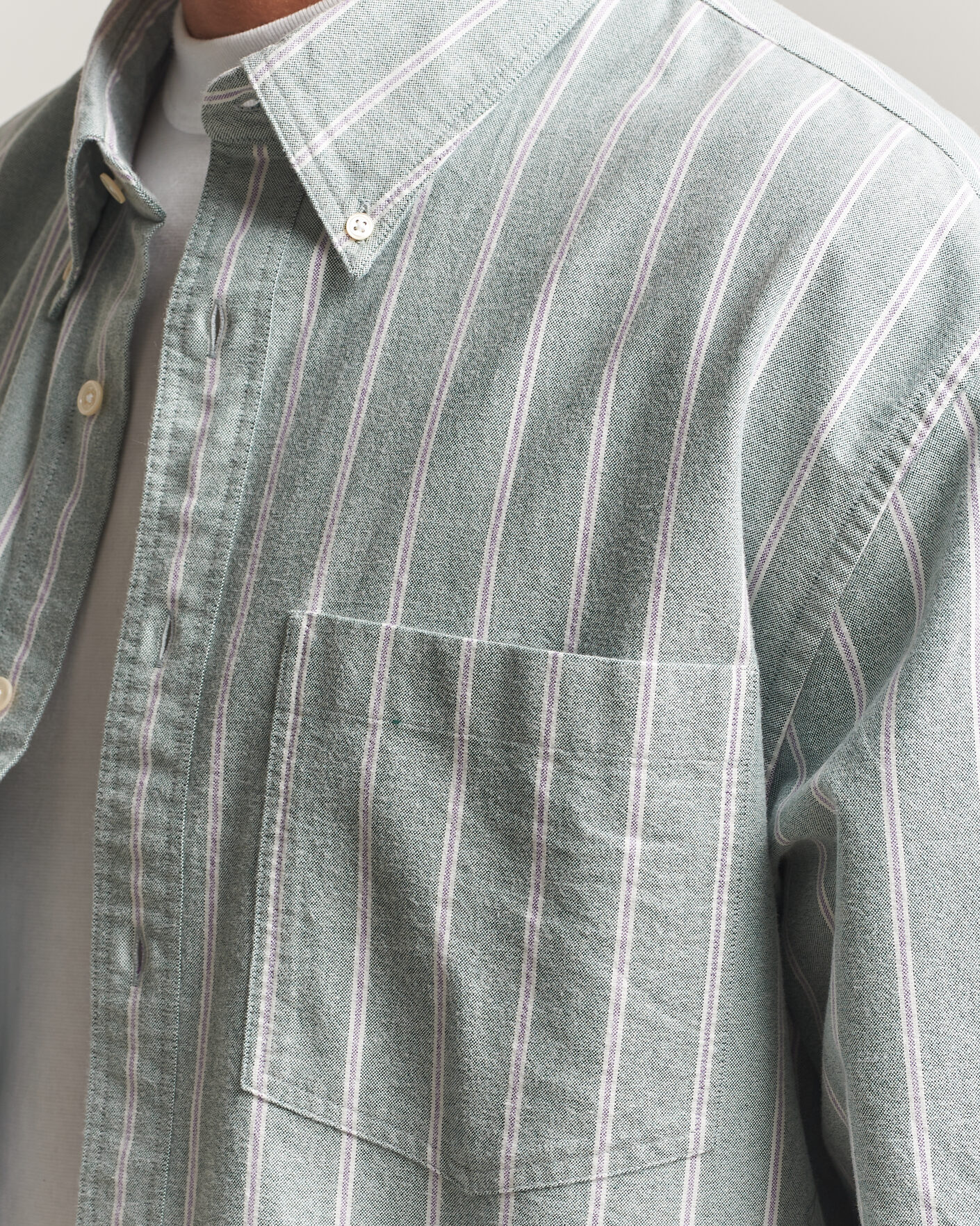 Hombres | Camisas | Gant | Relaxed Fit Brushed Oxford Striped Shirt Dark Emerald