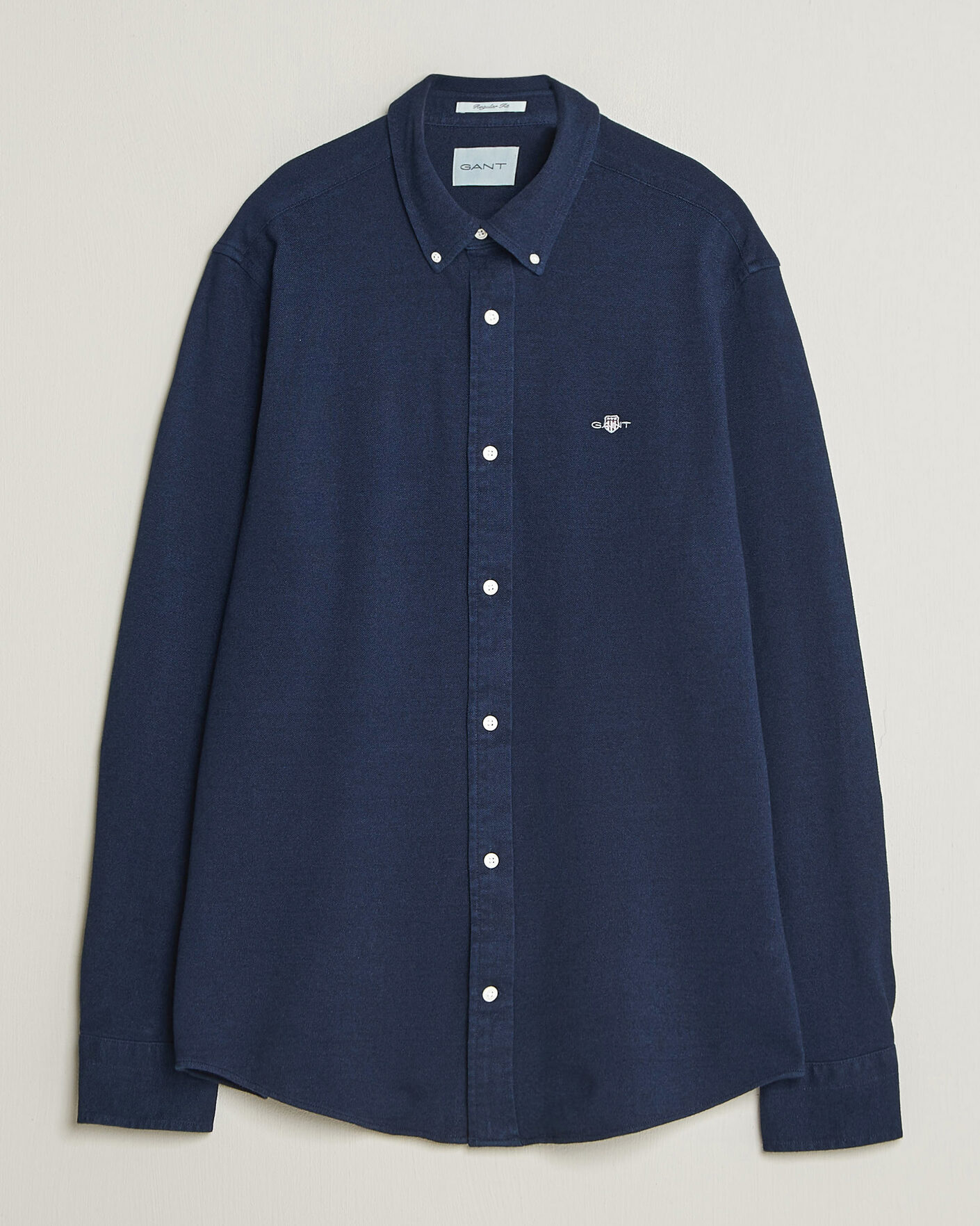 Hombres | Camisas | Gant | Regular Fit Indigo Jersey Pique Shirt Dark Blue