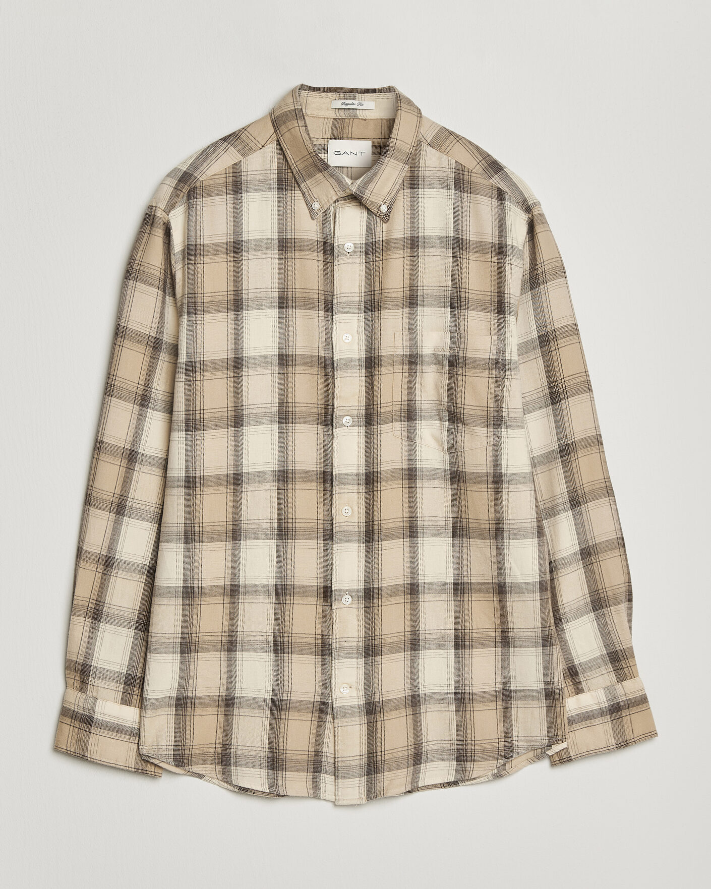 Hombres | Camisas | Gant | Regular Fit Windblown Flannel Checked Shirt Dry Sand