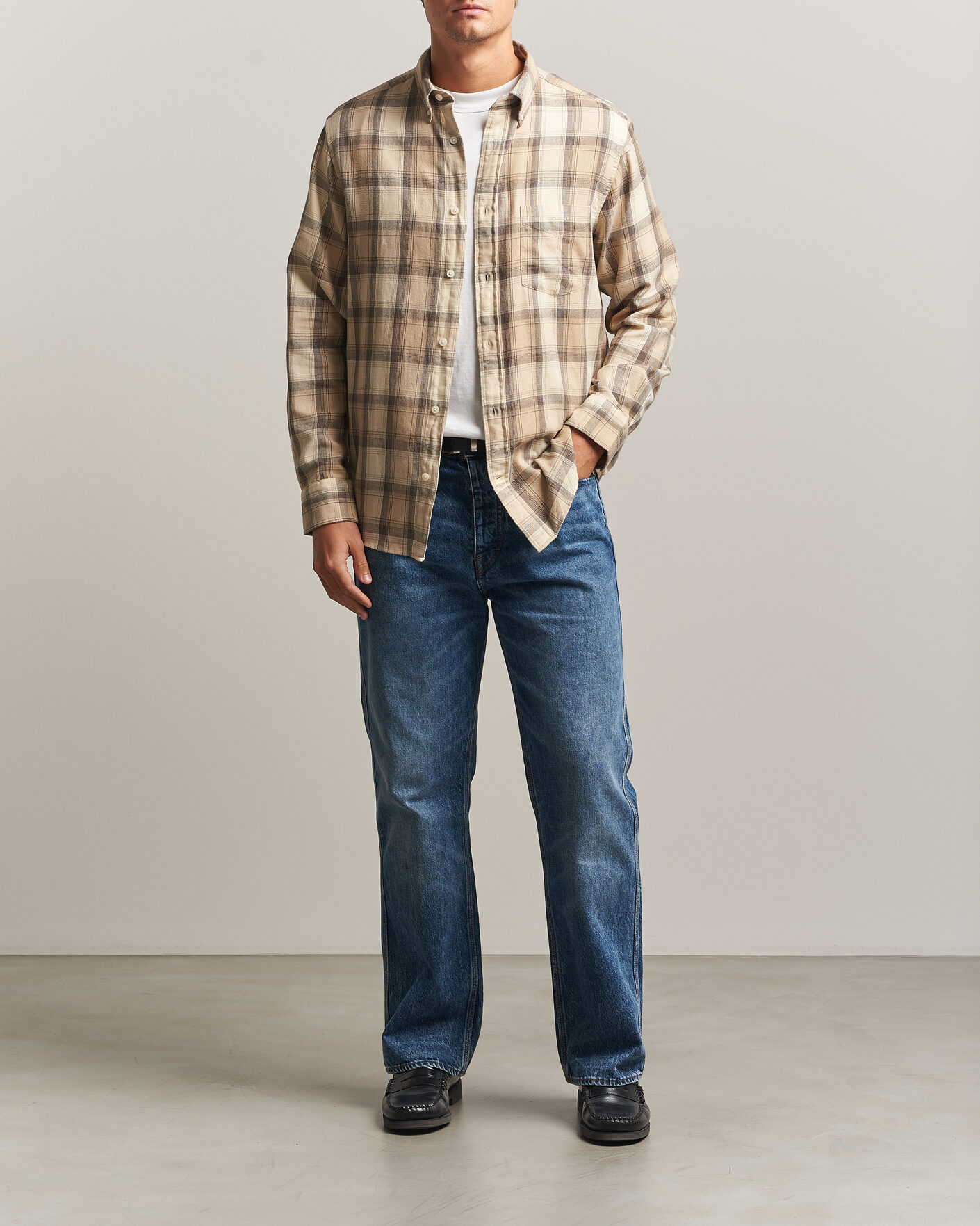 Hombres | Camisas | Gant | Regular Fit Windblown Flannel Checked Shirt Dry Sand