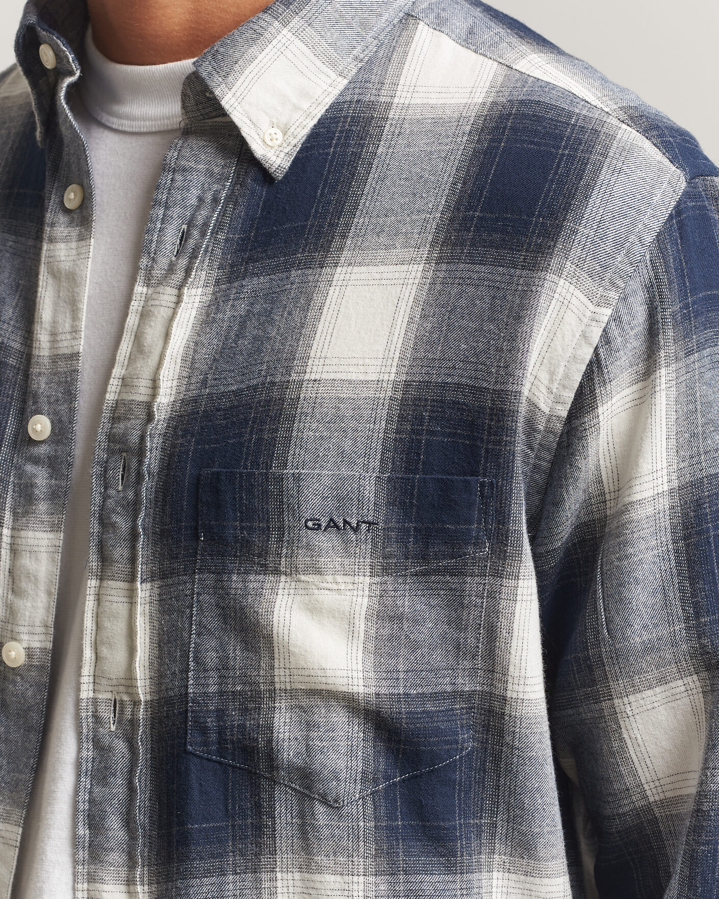 Hombres | Camisas | Gant | Regular Fit Windblown Flannel Checked Shirt Evening Blue