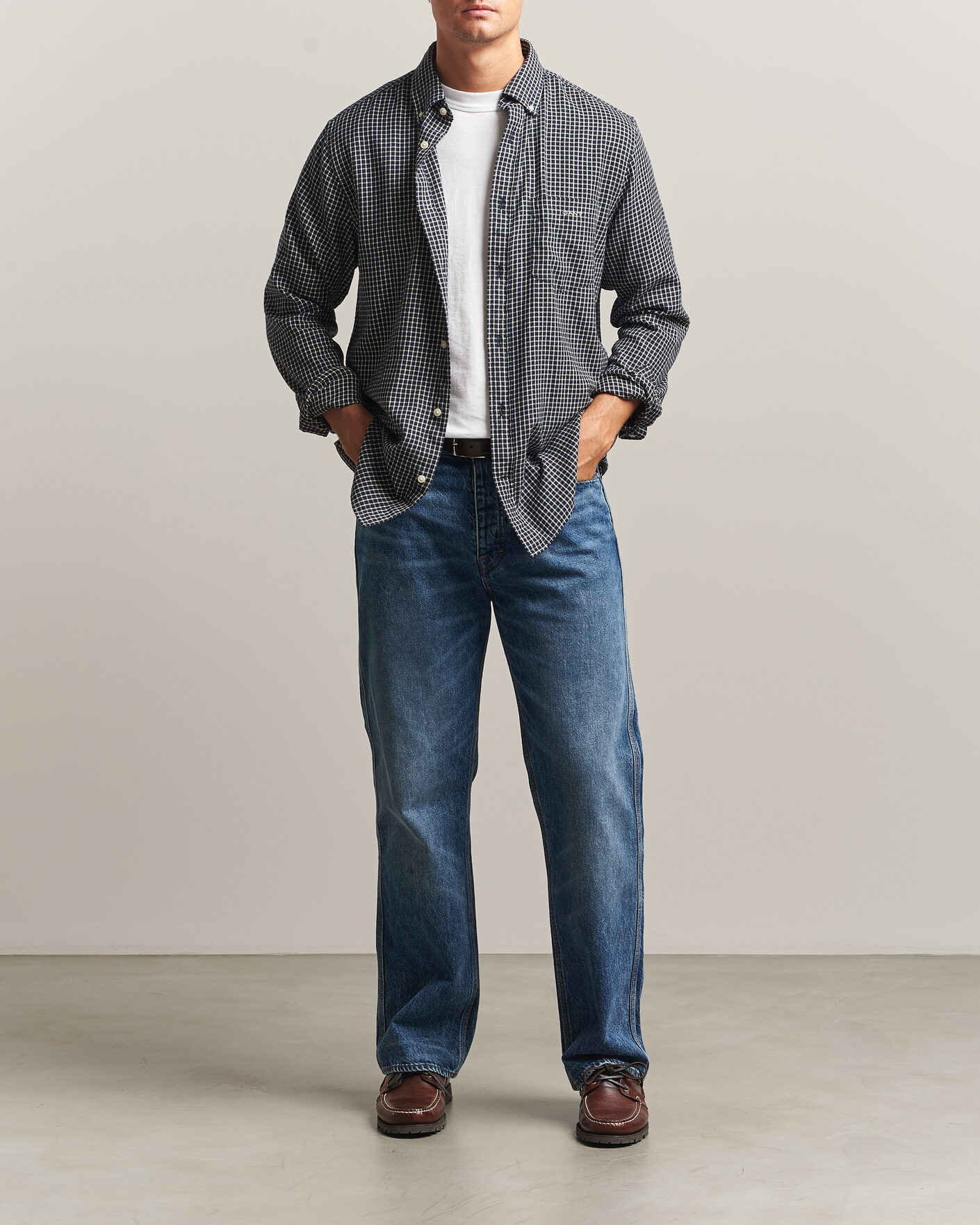 Hombres | Camisas | Gant | Regular Fit Windblown Flannel Checked Shirt Evening Blue