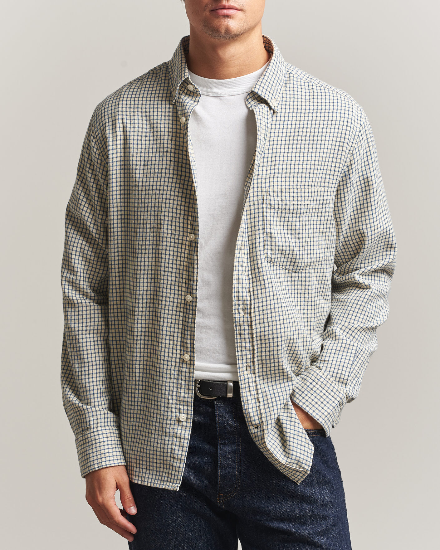 Hombres | Camisas | Gant | Regular Fit Windblown Flannel Checked Shirt Blue Horizon