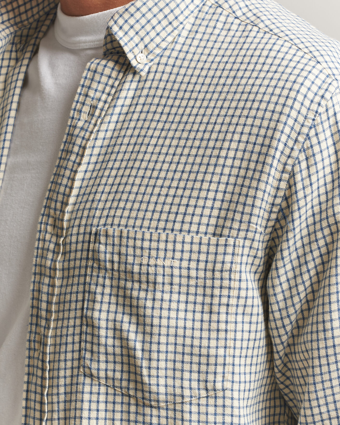 Hombres | Camisas | Gant | Regular Fit Windblown Flannel Checked Shirt Blue Horizon