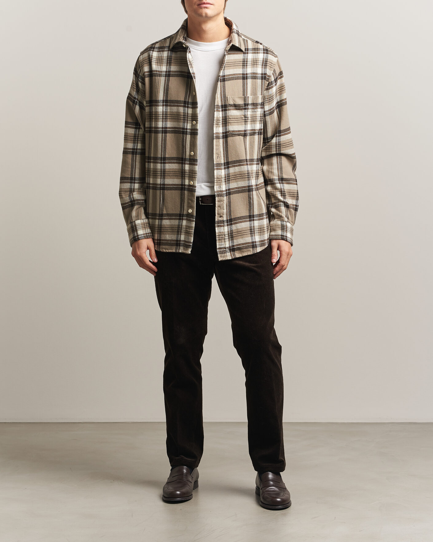 Hombres | Camisas | Gant | Regular Fit Flannel Checked Overshirt Mist Taupe
