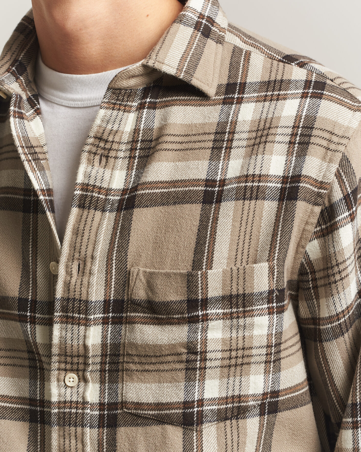 Hombres | Camisas | Gant | Regular Fit Flannel Checked Overshirt Mist Taupe