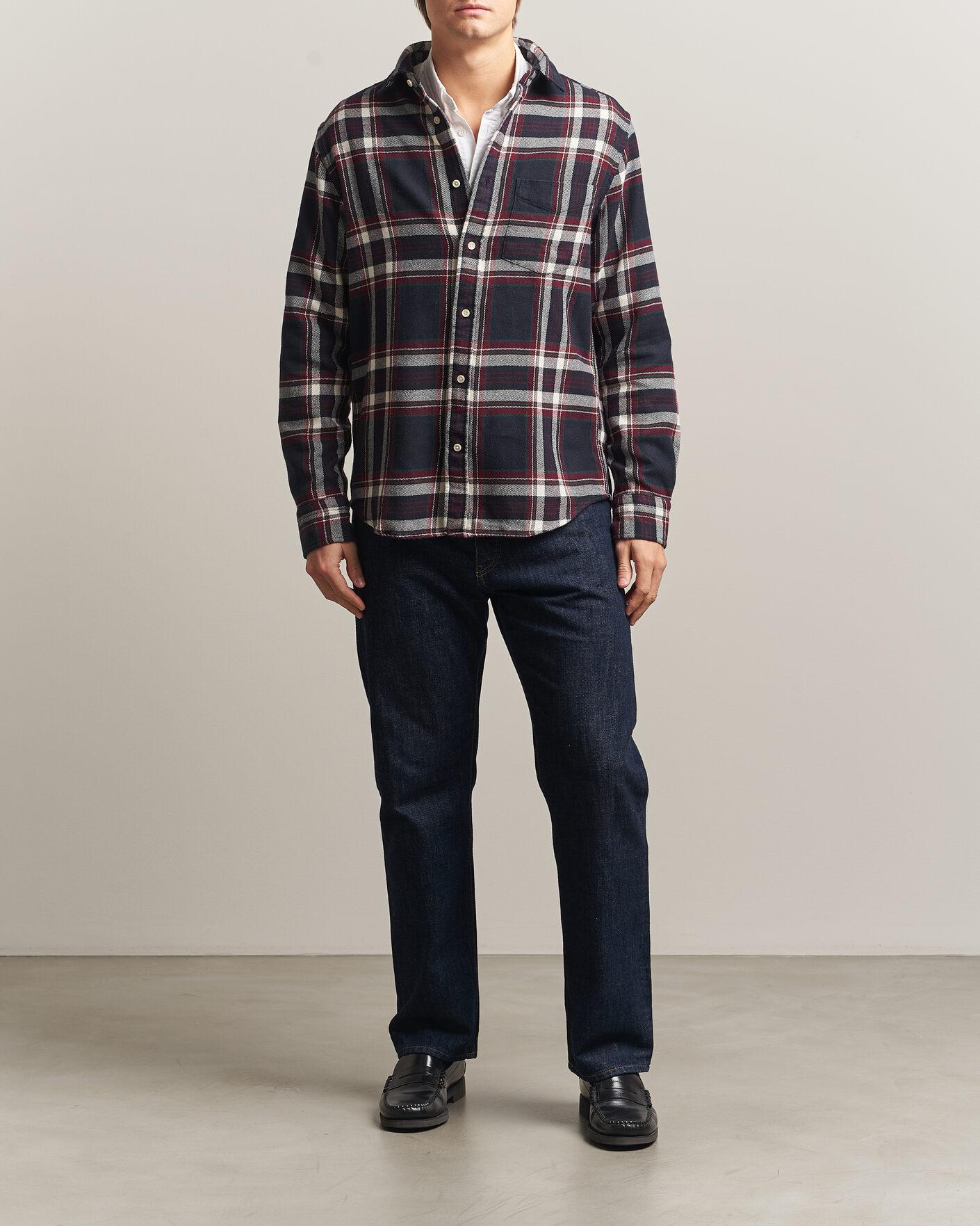 Hombres | Camisas | Gant | Regular Fit Flannel Checked Overshirt Evening Blue
