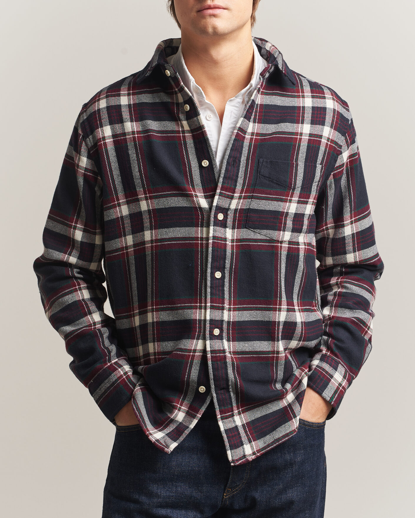 Hombres | Camisas | Gant | Regular Fit Flannel Checked Overshirt Evening Blue